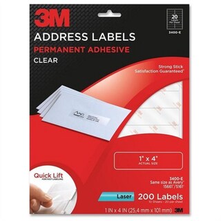 Foto 1 | Etiqueta De Dirección 3m 3400-e Rectangular De 1 X 4 Cm Láser Transparente 200 - Venta Internacional.