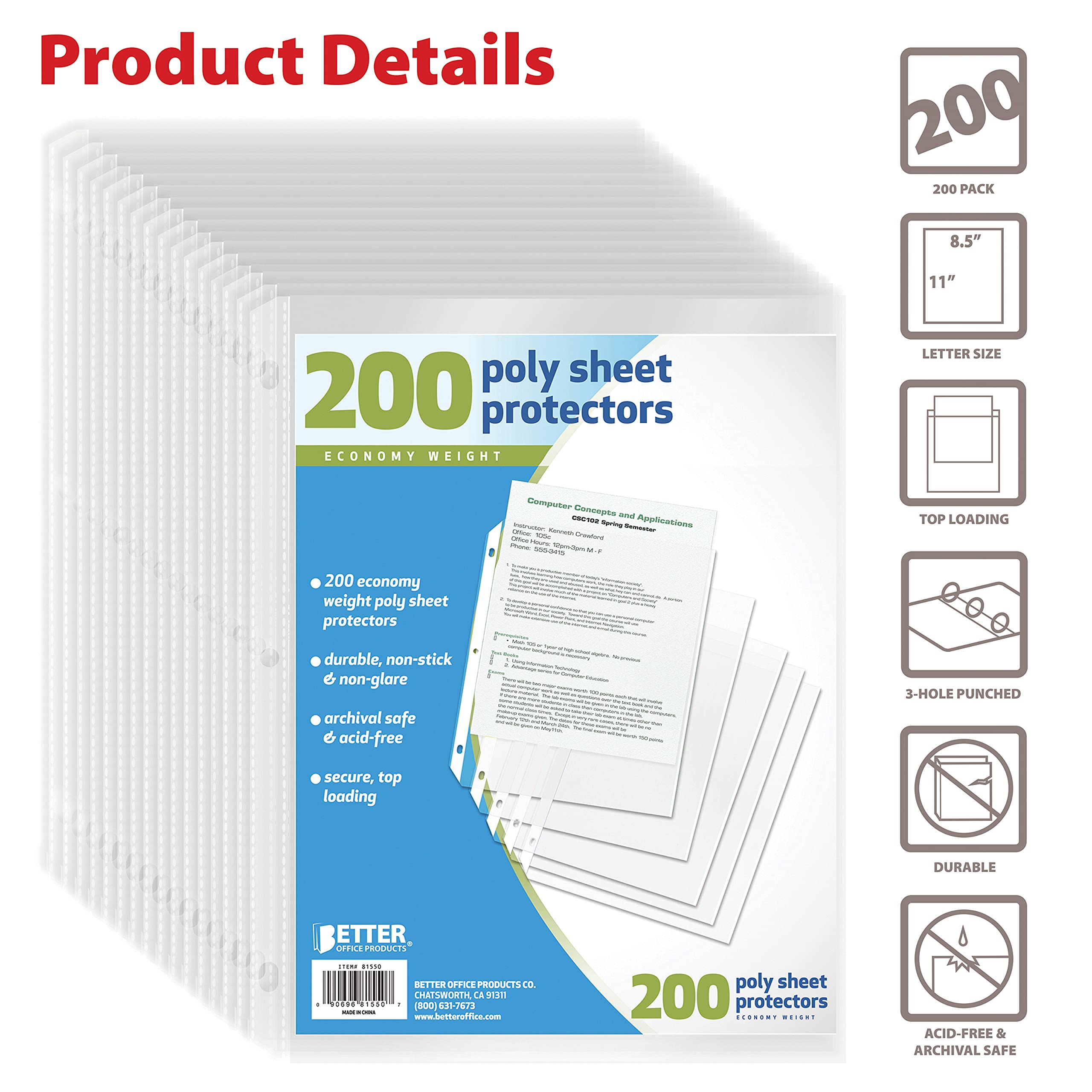 Foto 2 | Protectores De Sábanas Better Office Products  200 Unidades - Venta Internacional.