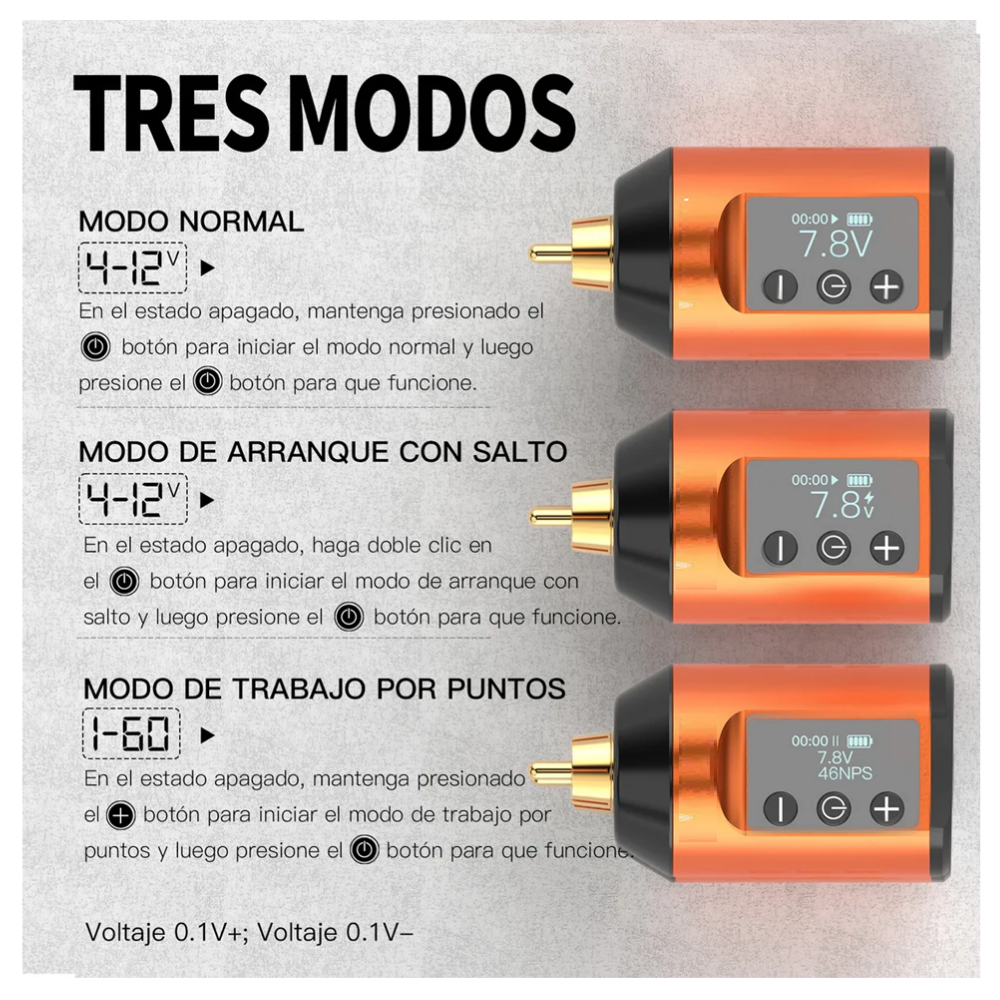 Foto 2 | Kit Máquina Inalámbrica Para Tatuar Rotativa 10000 Rpm Recargable Profesional Lab.g  Naranja