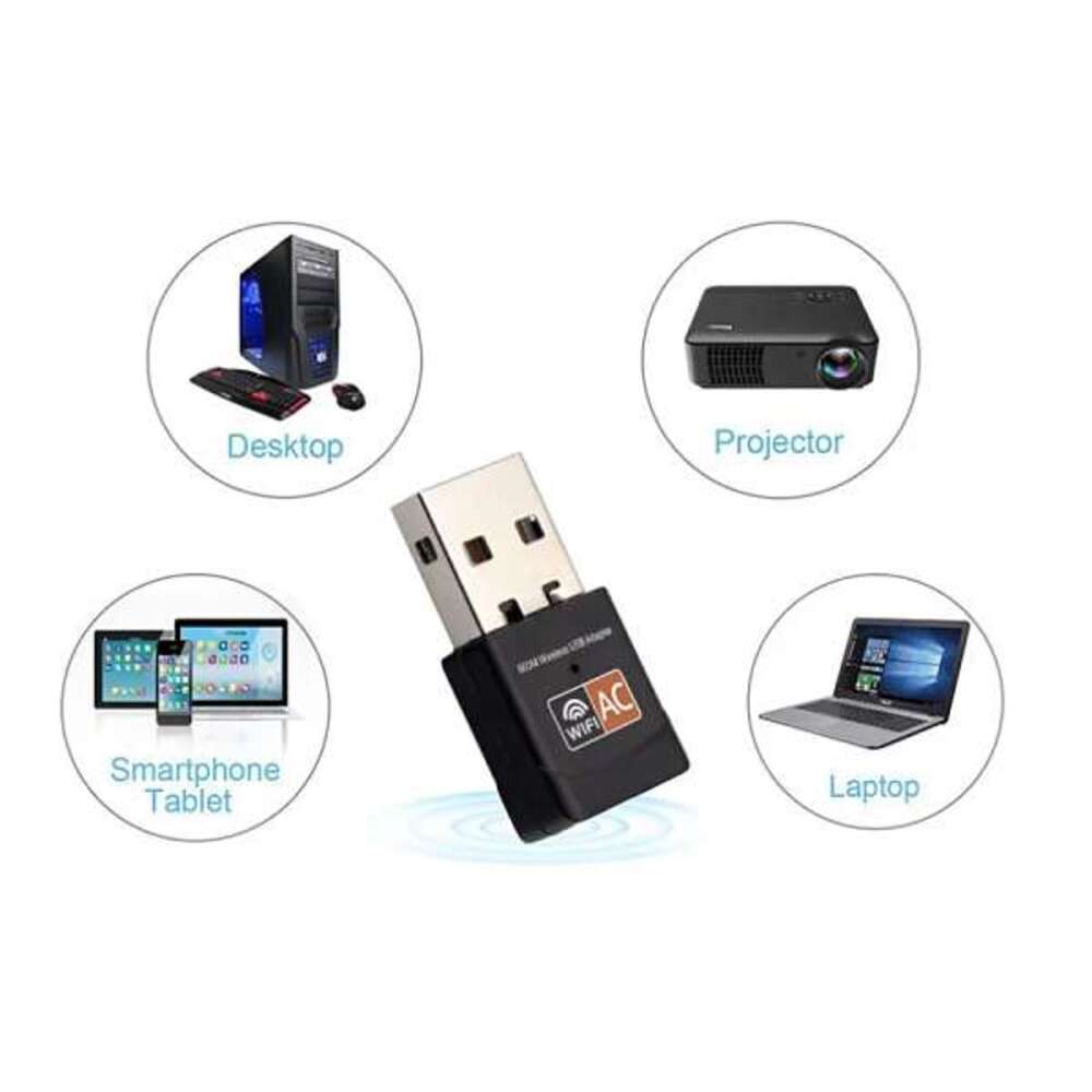 Foto 3 pulgar | Mini Adaptador Wifi de 600 M Bps 802.11 Ac 2.4/5.8 Dual Band con Antena color Negro