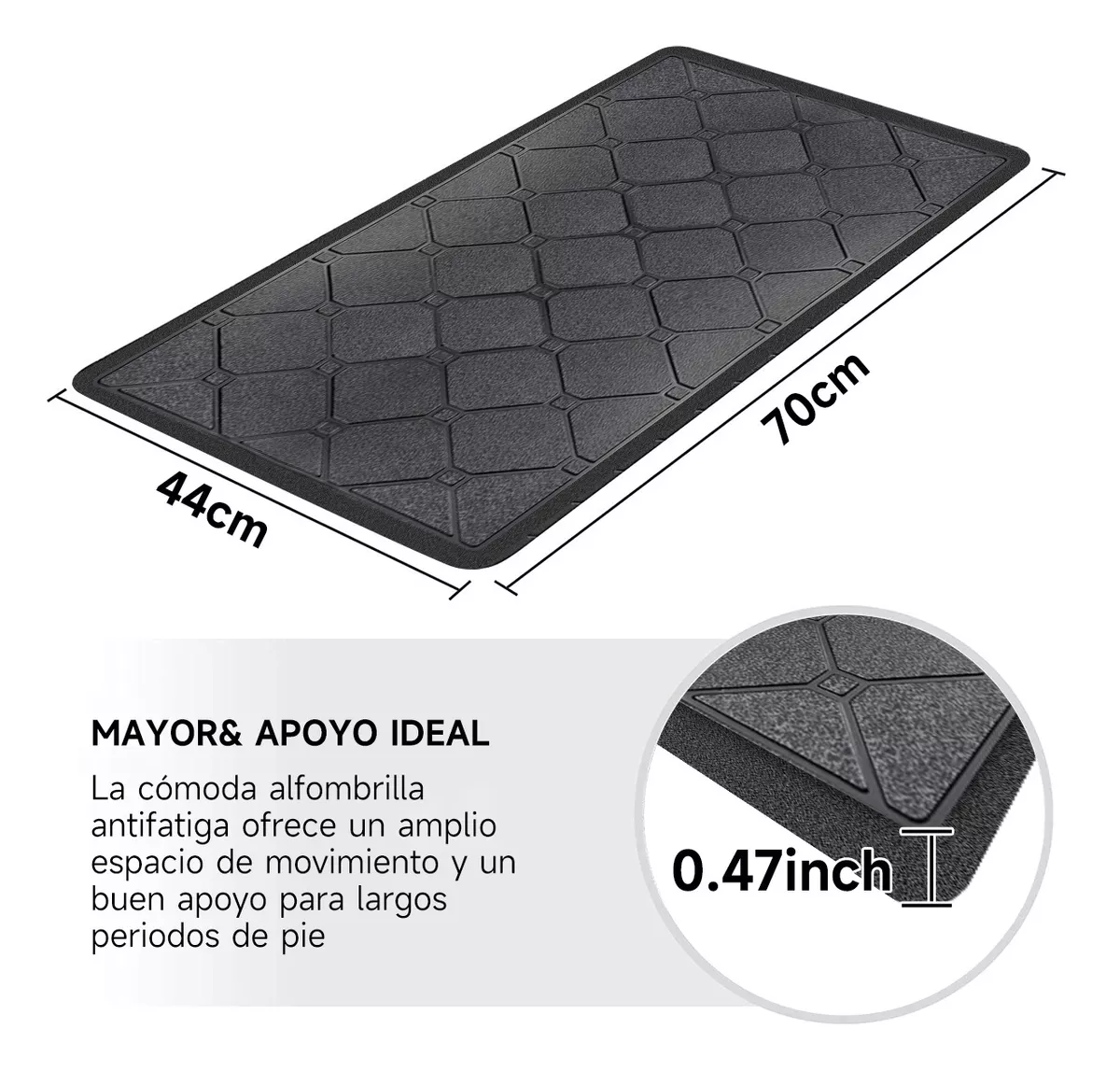 Foto 3 pulgar | Tapete Anti Fatiga para Oficina/Cocina/Descanso 44*70 Cm Negro