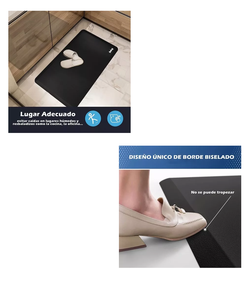 Foto 4 pulgar | Alfombrilla Antifatiga De 50*80*1.9 Cm P/oficina, Cocina Belug Negro