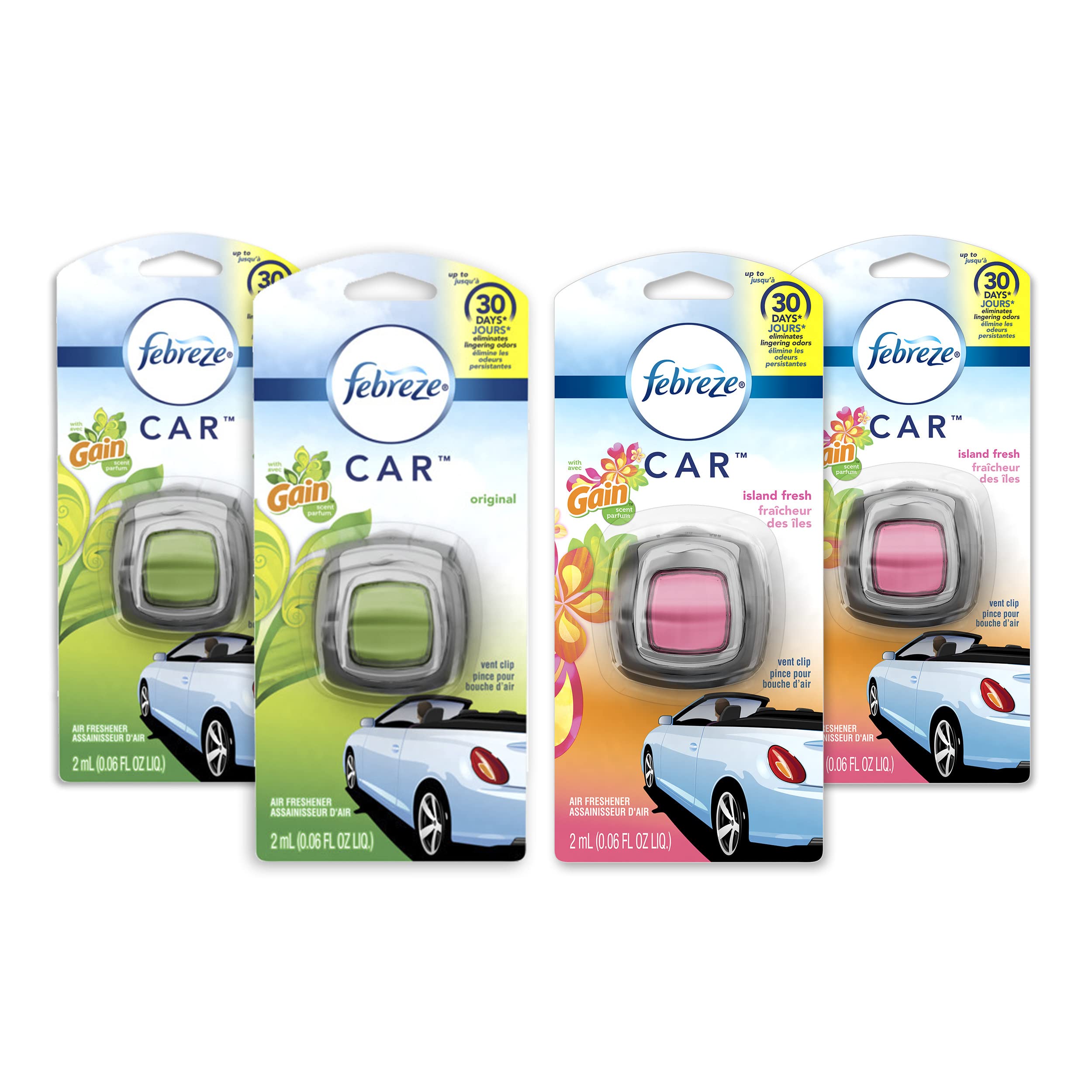 Foto 2 pulgar | Ambientador Para Coche Febreze Gain Original/island Fresh, 4 Unidades - Venta Internacional.