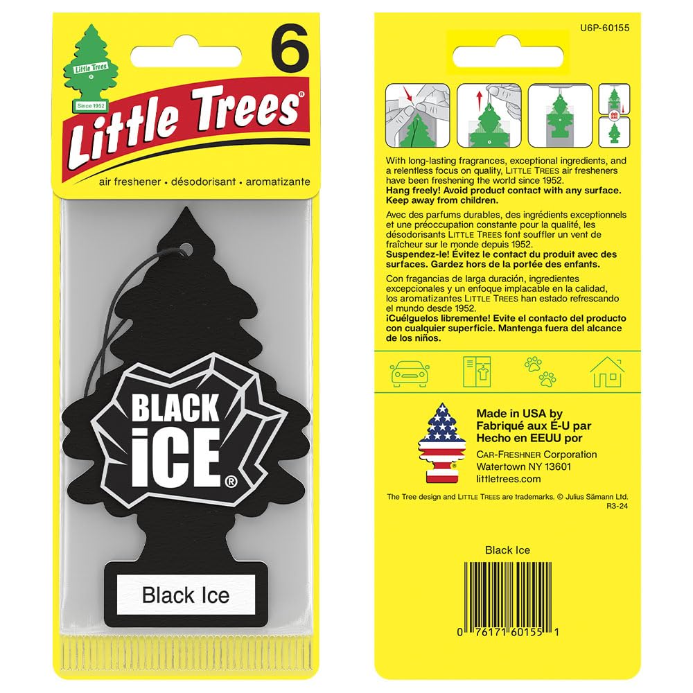 Foto 4 pulgar | Ambientador Little Trees Para Colgar En Coche, Hielo Negro, 24 Unidades - Venta Internacional.