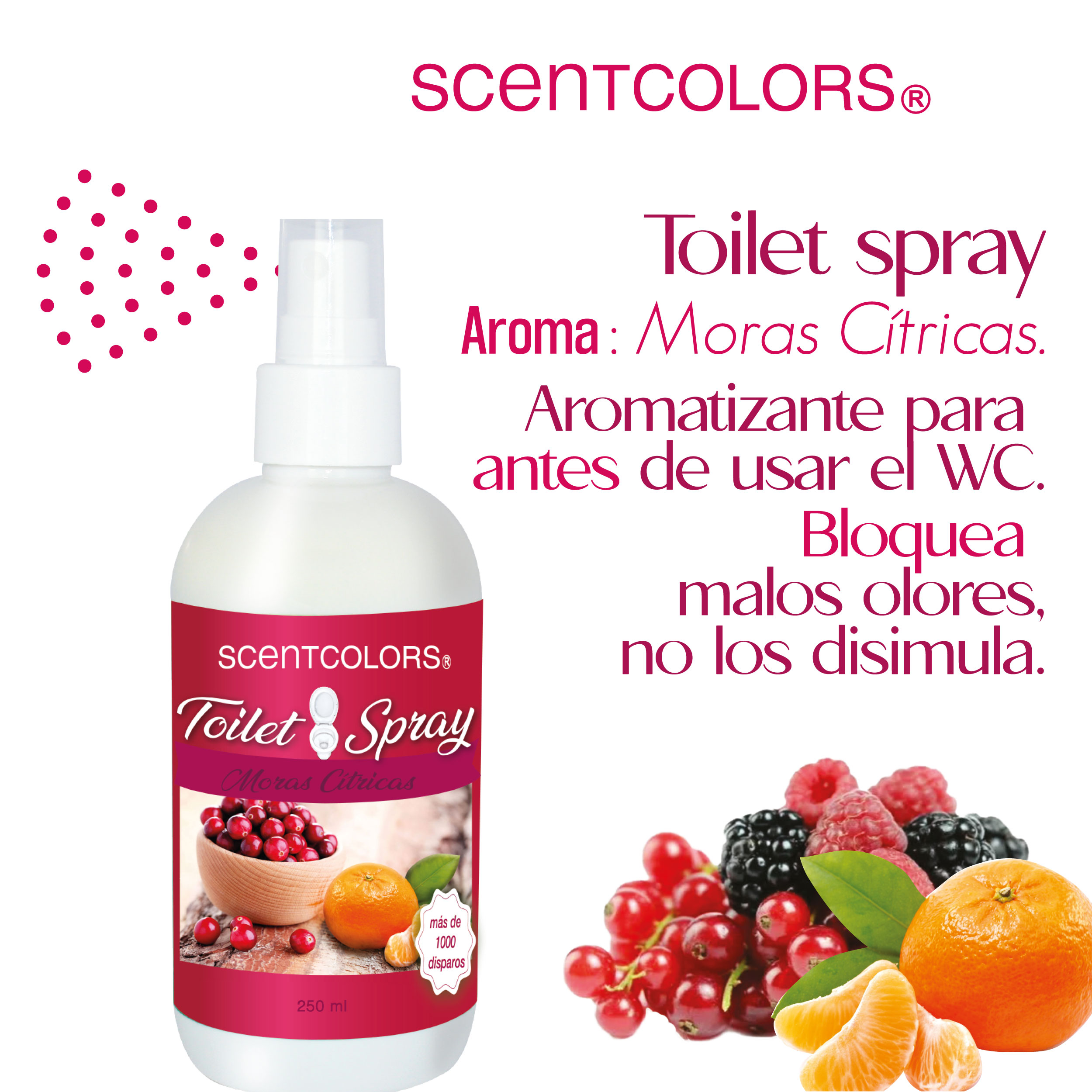 Foto 3 pulgar | Toilet Spray para Antes de Ir al Baño - Aromatizante para Wc -scent Colors - (250 Ml, Moras Citricas)