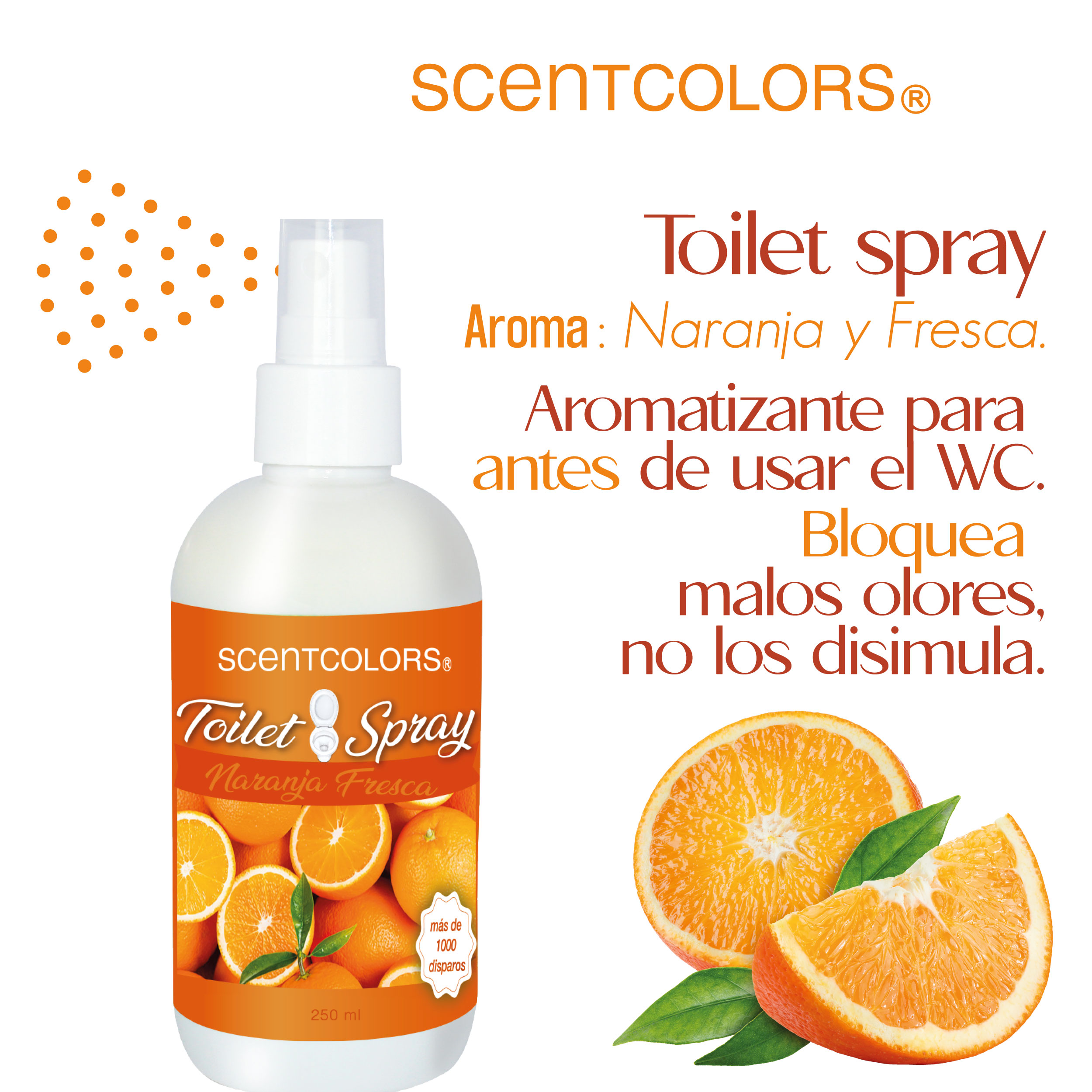 Foto 3 pulgar | Toilet Spray para Antes de Ir al Baño - Aromatizante para Wc -scent Colors - (250 Ml, Naranja Fresca)