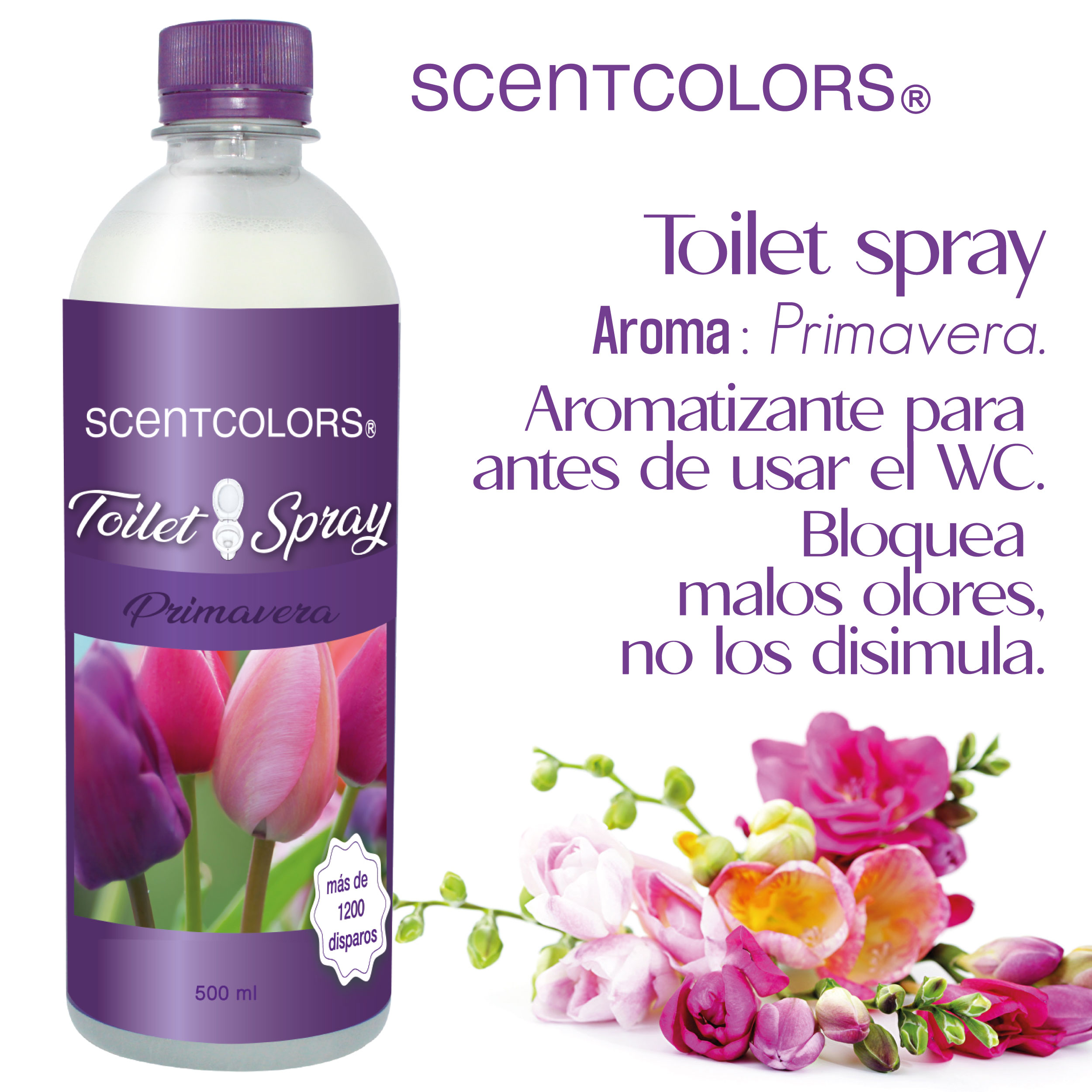 Foto 3 pulgar | Toilet Spray para Antes de Ir al Baño - Aromatizante Para Wc -Scent Colors - (500 ml, Primavera)