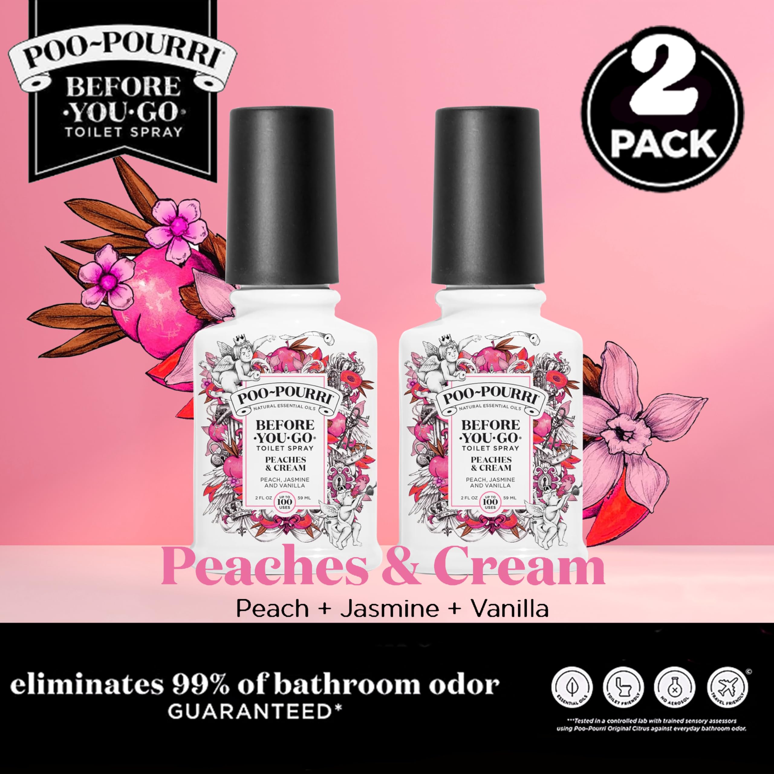 Foto 2 | Spray De Baño Poo-pourri  Melocotones Y Crema  60 Ml  Paquete De 2 - Venta Internacional.
