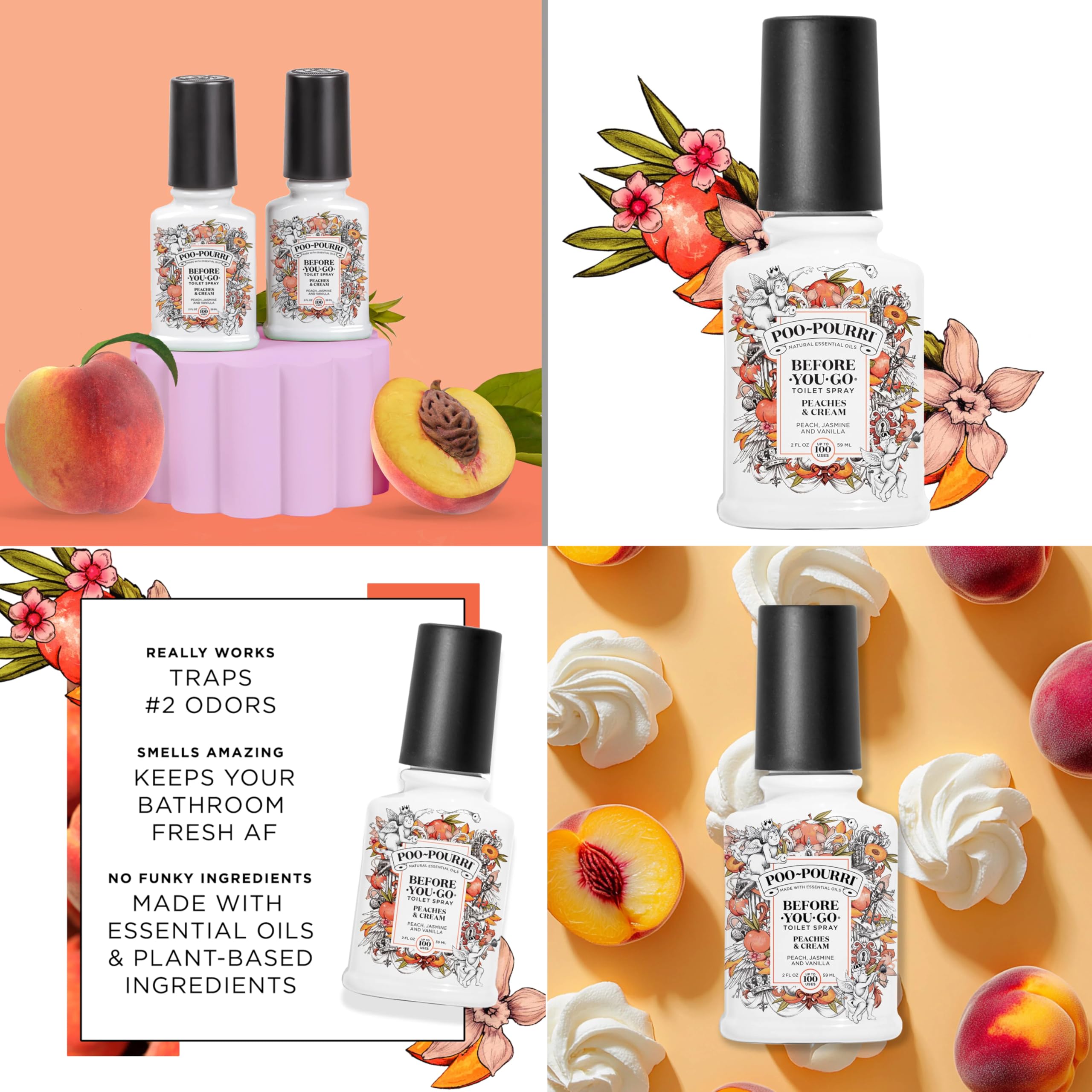 Foto 5 pulgar | Spray De Baño Poo-pourri  Melocotones Y Crema  60 Ml  Paquete De 2 - Venta Internacional.
