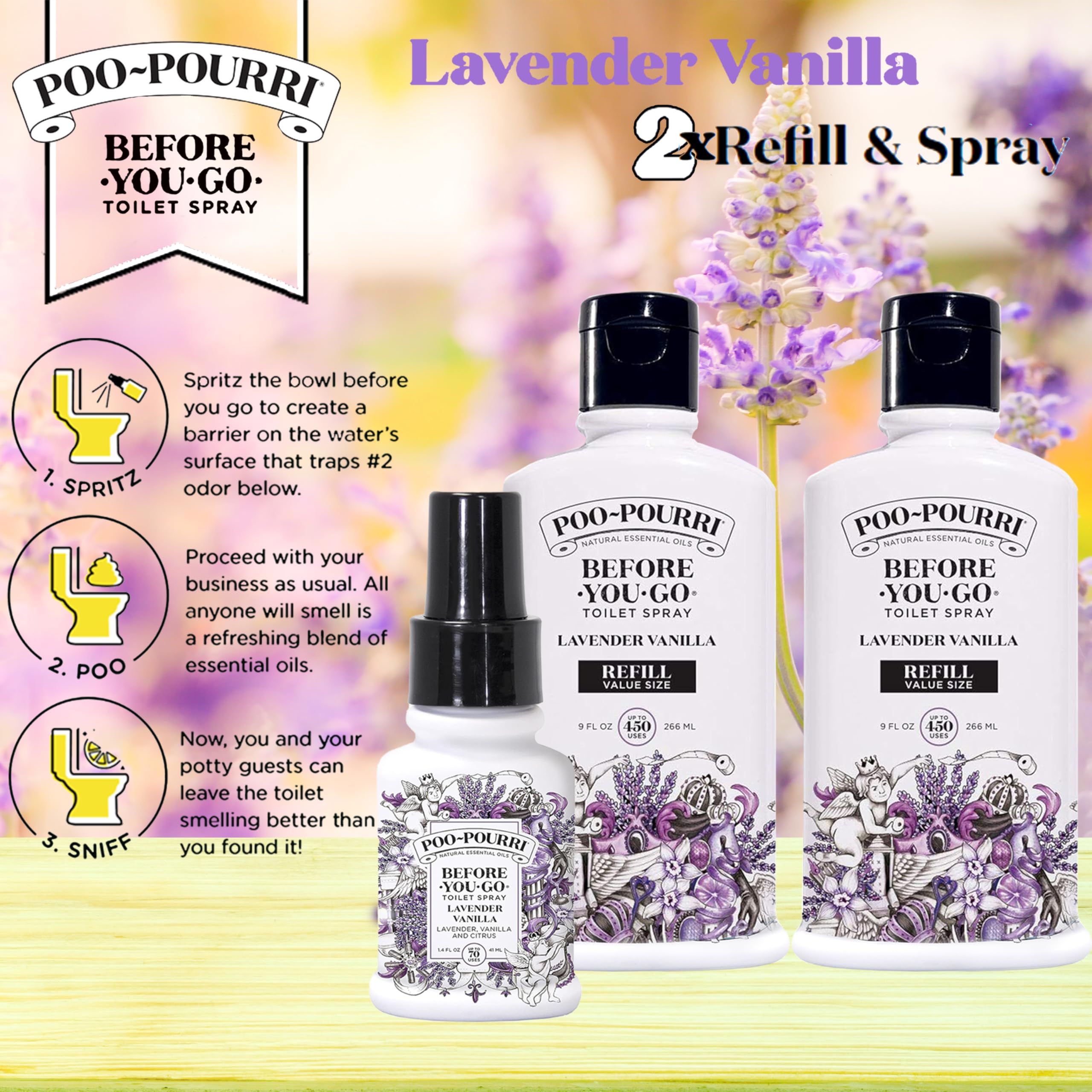 Foto 4 pulgar | Spray De Baño Poo-pourri  Recambio De Lavanda Y Vainilla  265 Ml + 40 Ml - Venta Internacional.