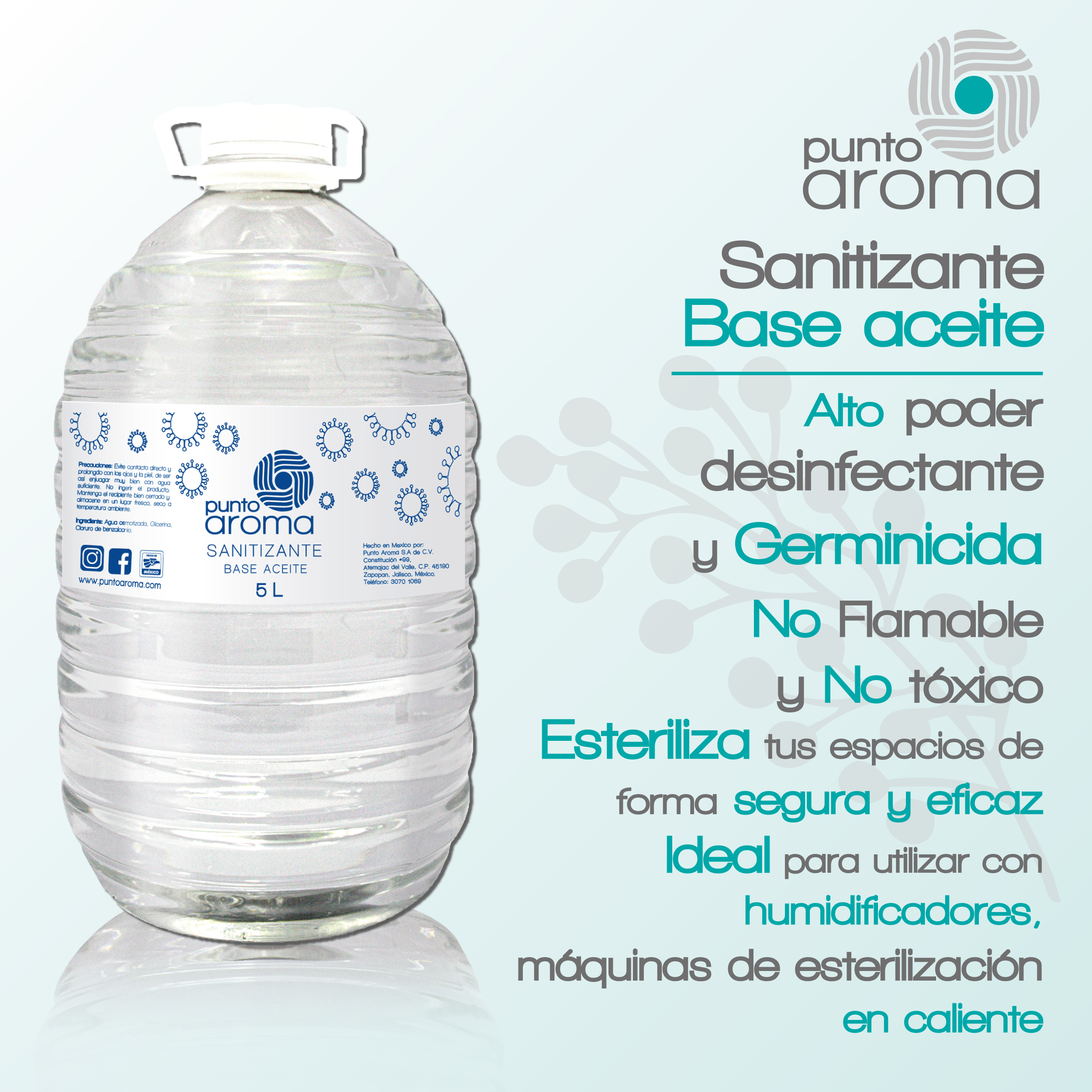 Foto 3 pulgar | Desinfectante Líquido Base Aceite para Pulverizar Punto Aroma Contenido 5l