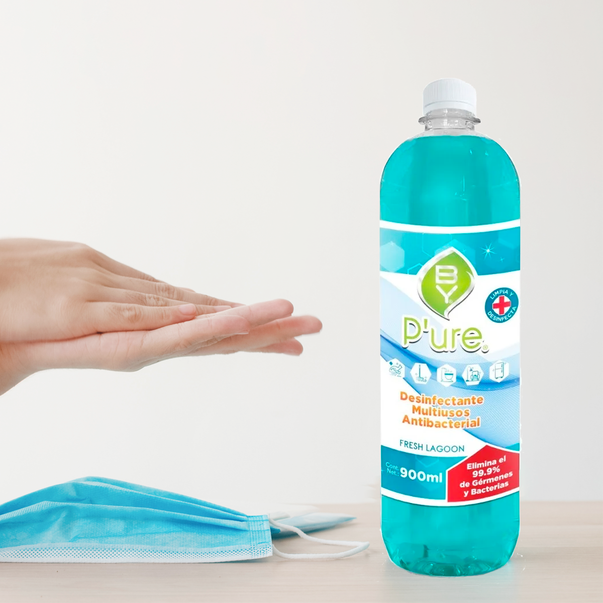 Foto 4 pulgar | Desinfectante Liquido Pure Multiusos Antibacterial Premium de 900 ml