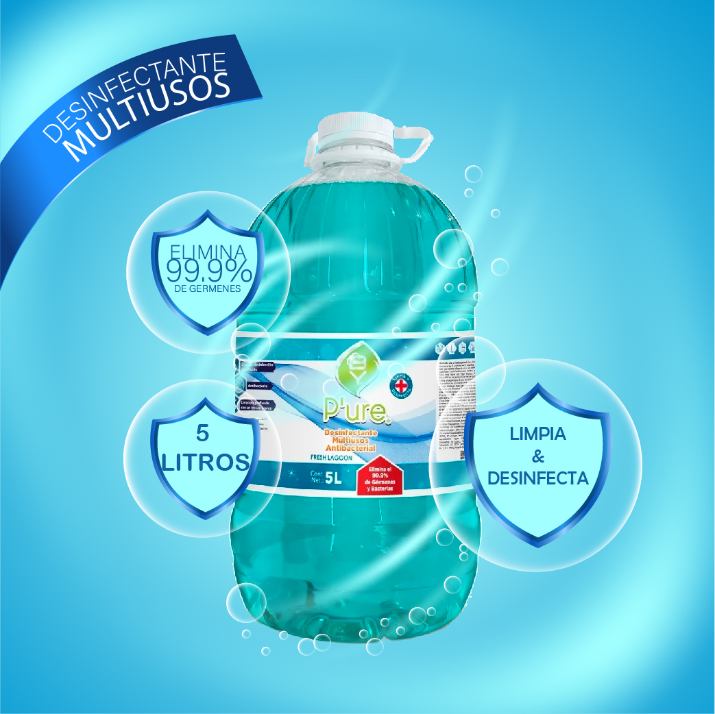 Foto 3 pulgar | Desinfectante Líquido Pure Multiusos Antibacterial Premium 5 L