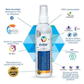 Foto 2 | Sanitizante Biosalud Éviter Uso Directo 250 ml