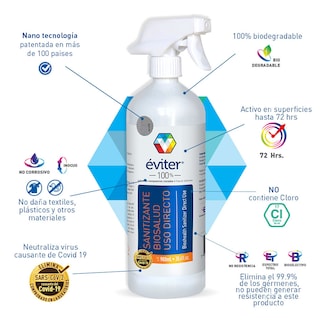 Foto 2 | Sanitizante Biosalud Uso Directo Éviter 900 Ml