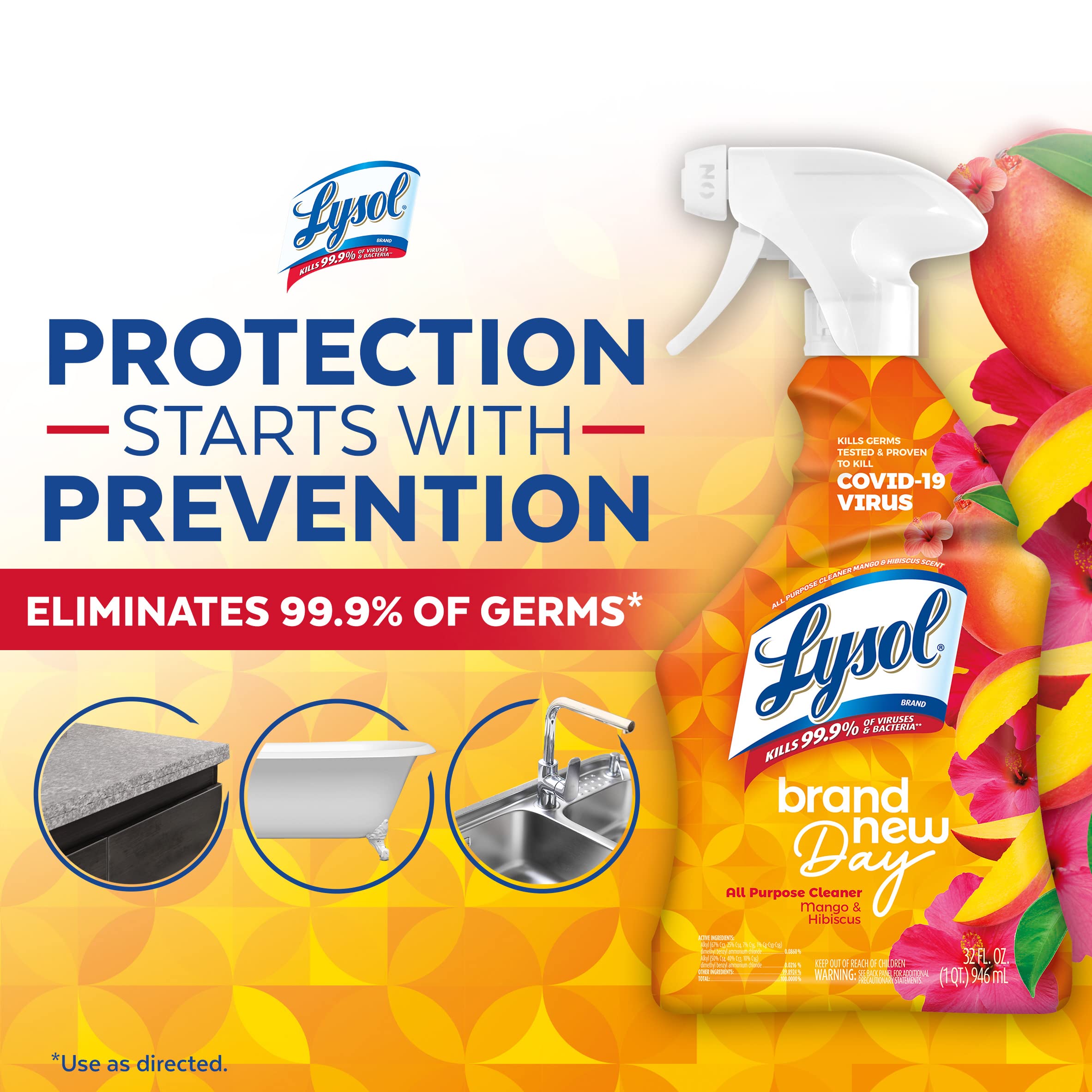 Foto 4 | Cleaner Lysol, Desinfectante Y Desinfectante Multiusos, 946 Ml, Mango - Venta Internacional.