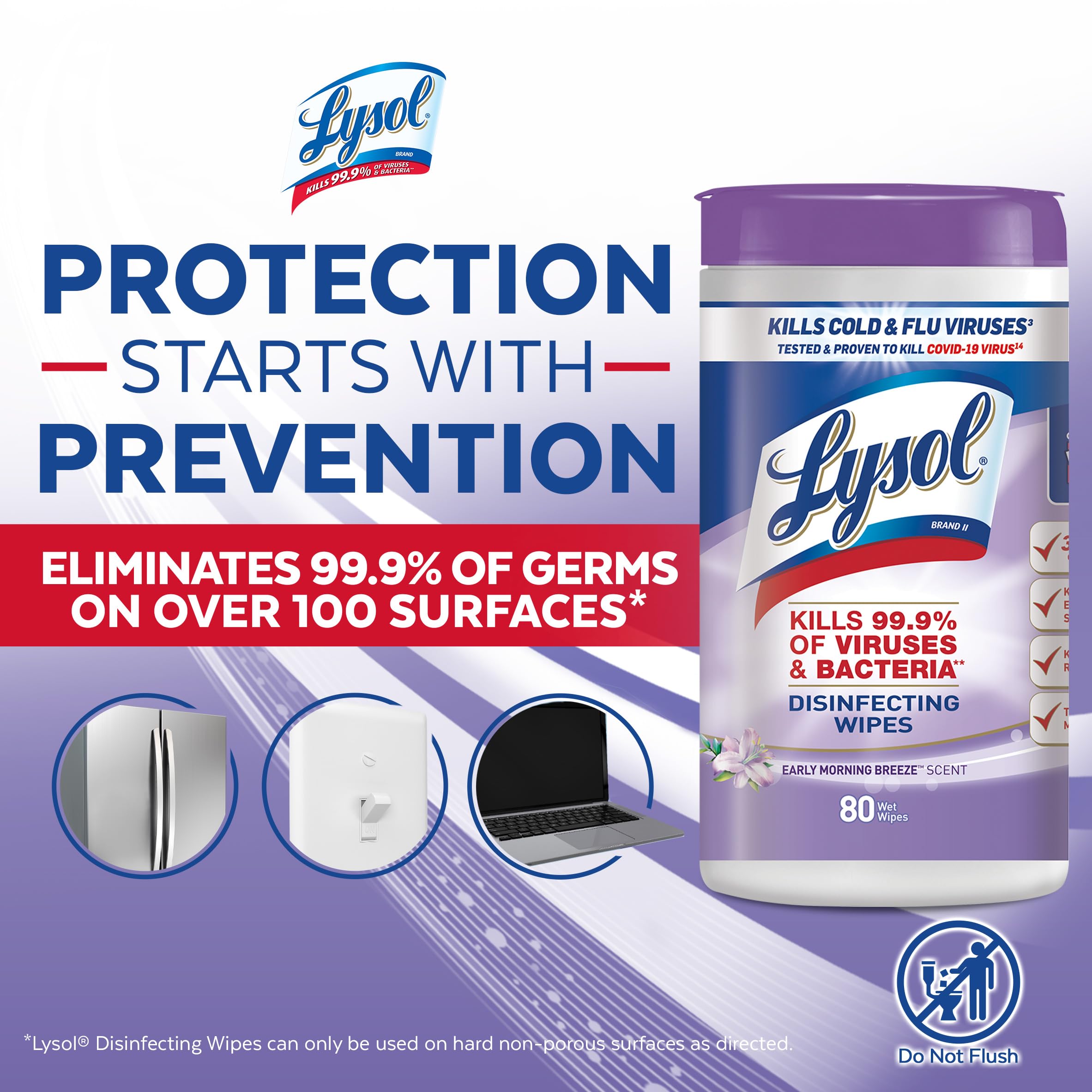 Foto 5 pulgar | Toallitas Desinfectantes Lysol Multi-surface Early Morning, 80 Unidades - Venta Internacional.