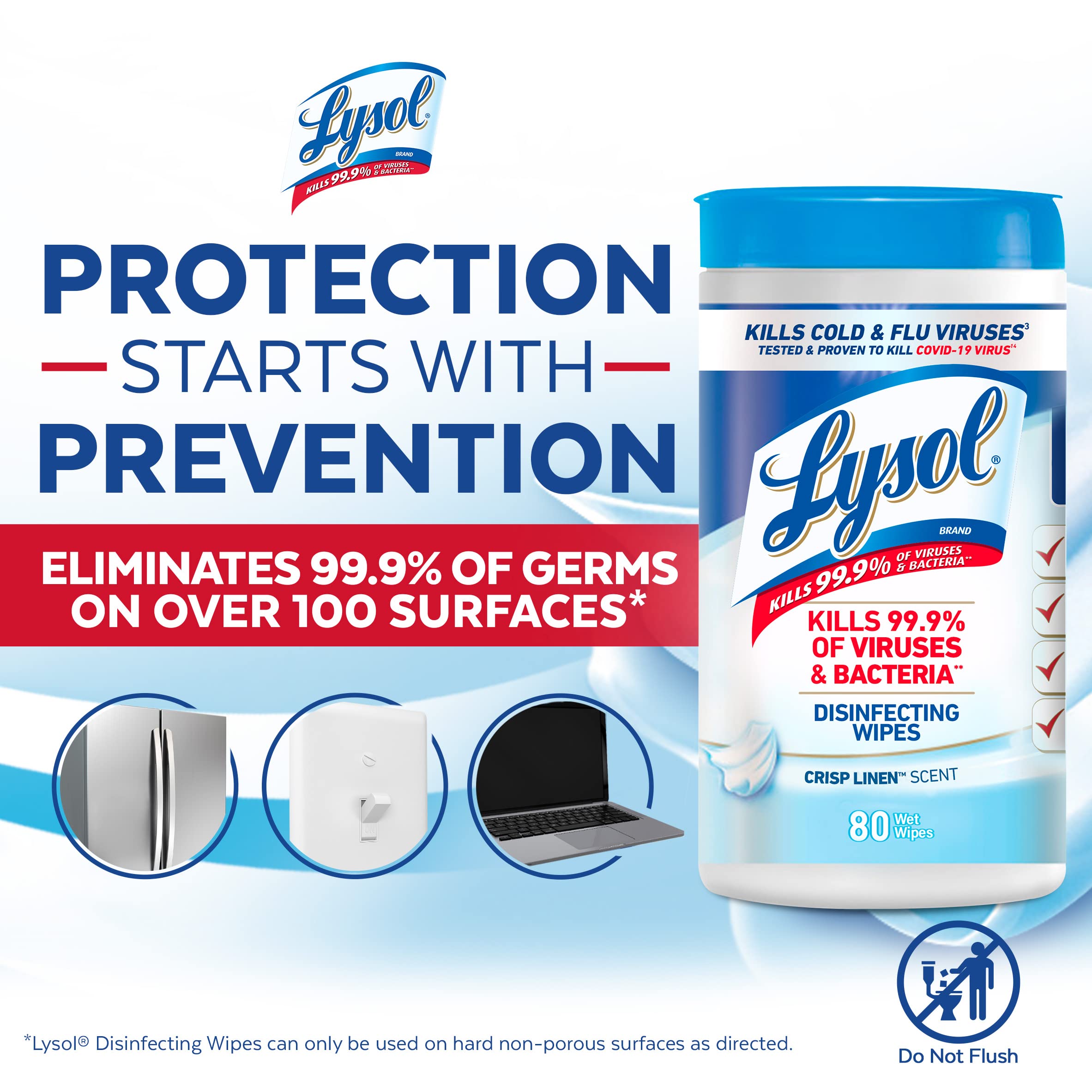 Foto 4 | Toallitas Desinfectantes Lysol Multisuperficie Antibacterianas, 80 Unidades - Venta Internacional.