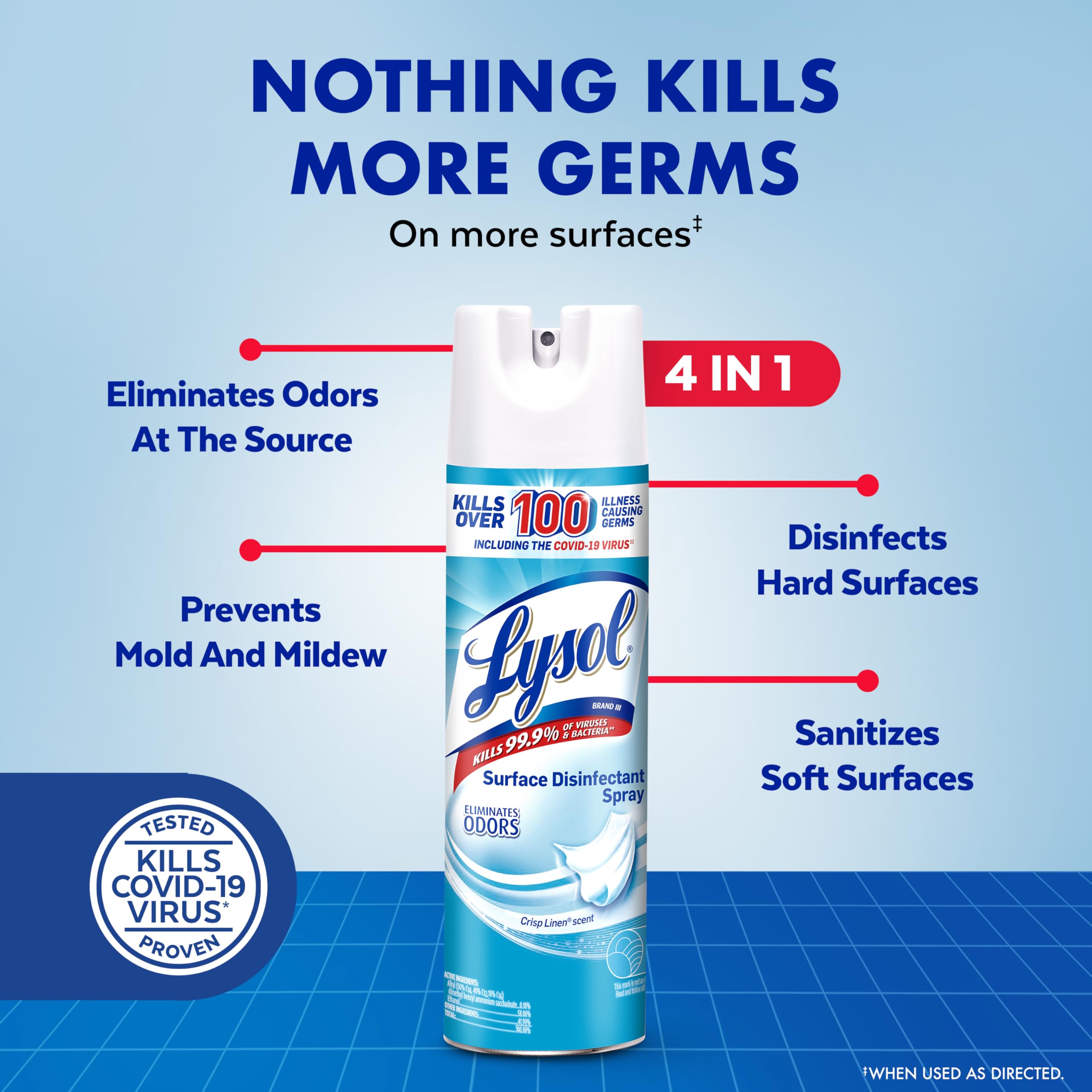 Foto 3 | Spray Desinfectante Lysol Household Cleaning 560 Ml Crisp Linen - Venta Internacional.