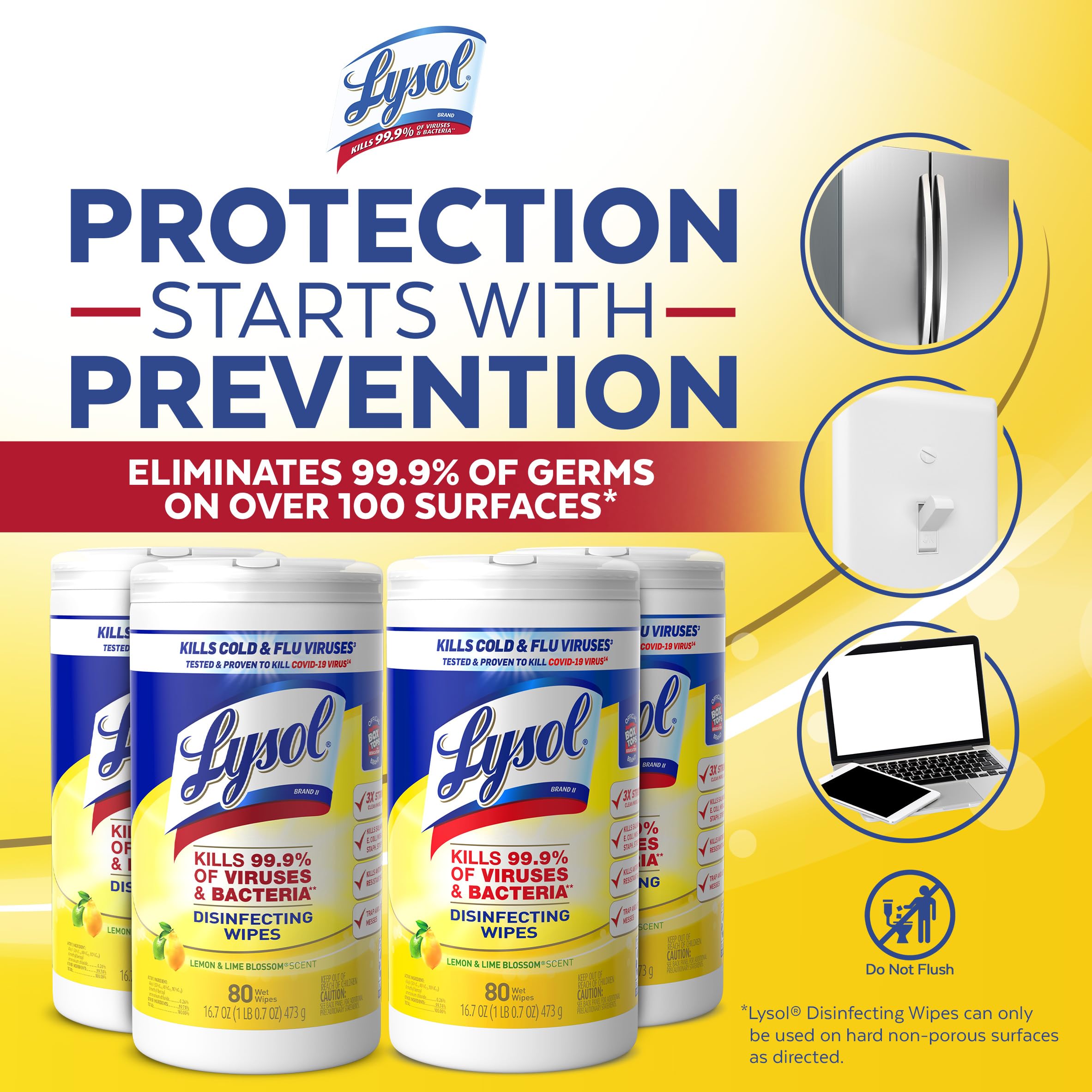 Foto 5 pulgar | Toallitas Desinfectantes Lysol Multi-surface Lemon  Paquete De 4 - Venta Internacional.