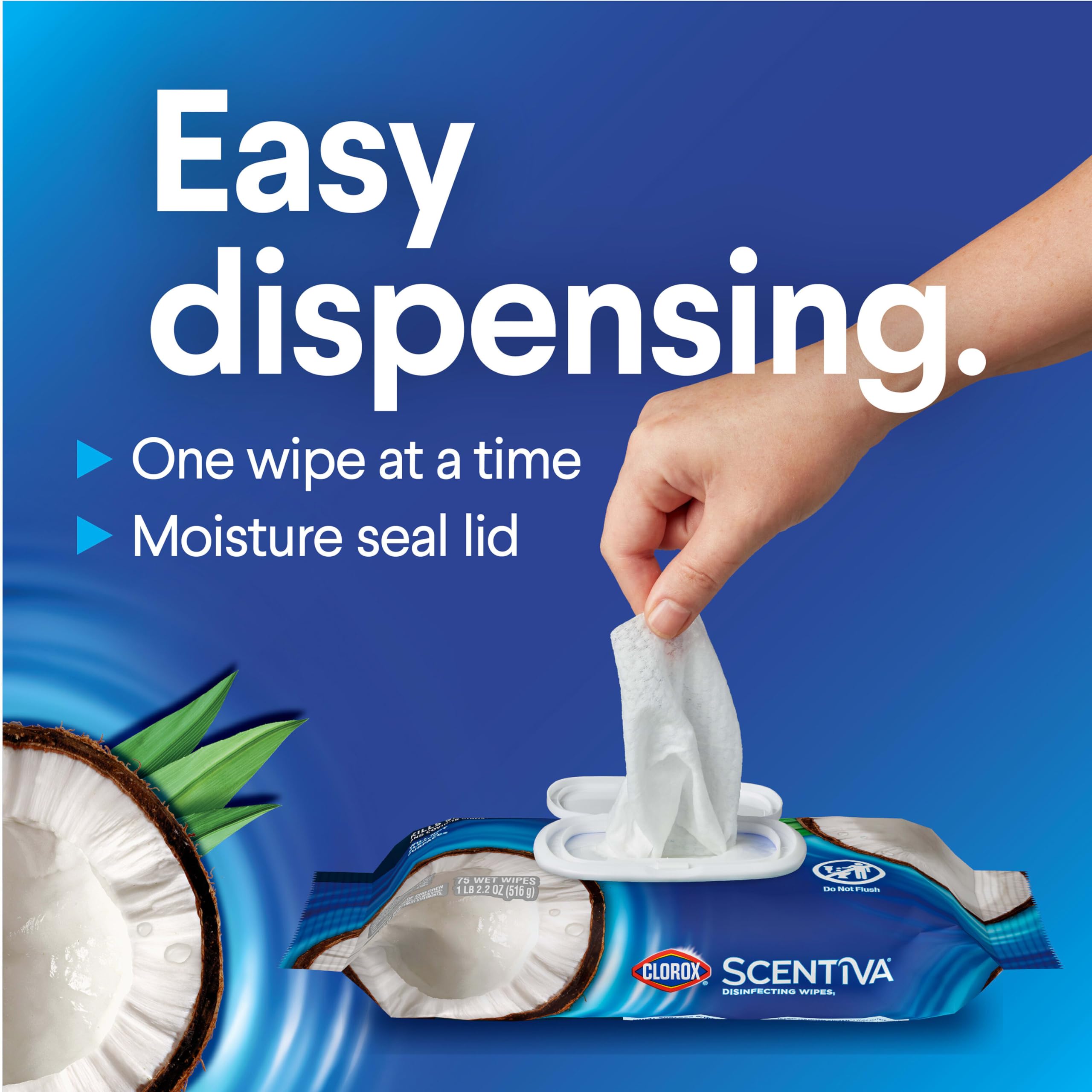 Foto 6 pulgar | Toallitas Limpiadoras Clorox Scentiva Pacific Breeze & Coconut 75x3 - Venta Internacional.