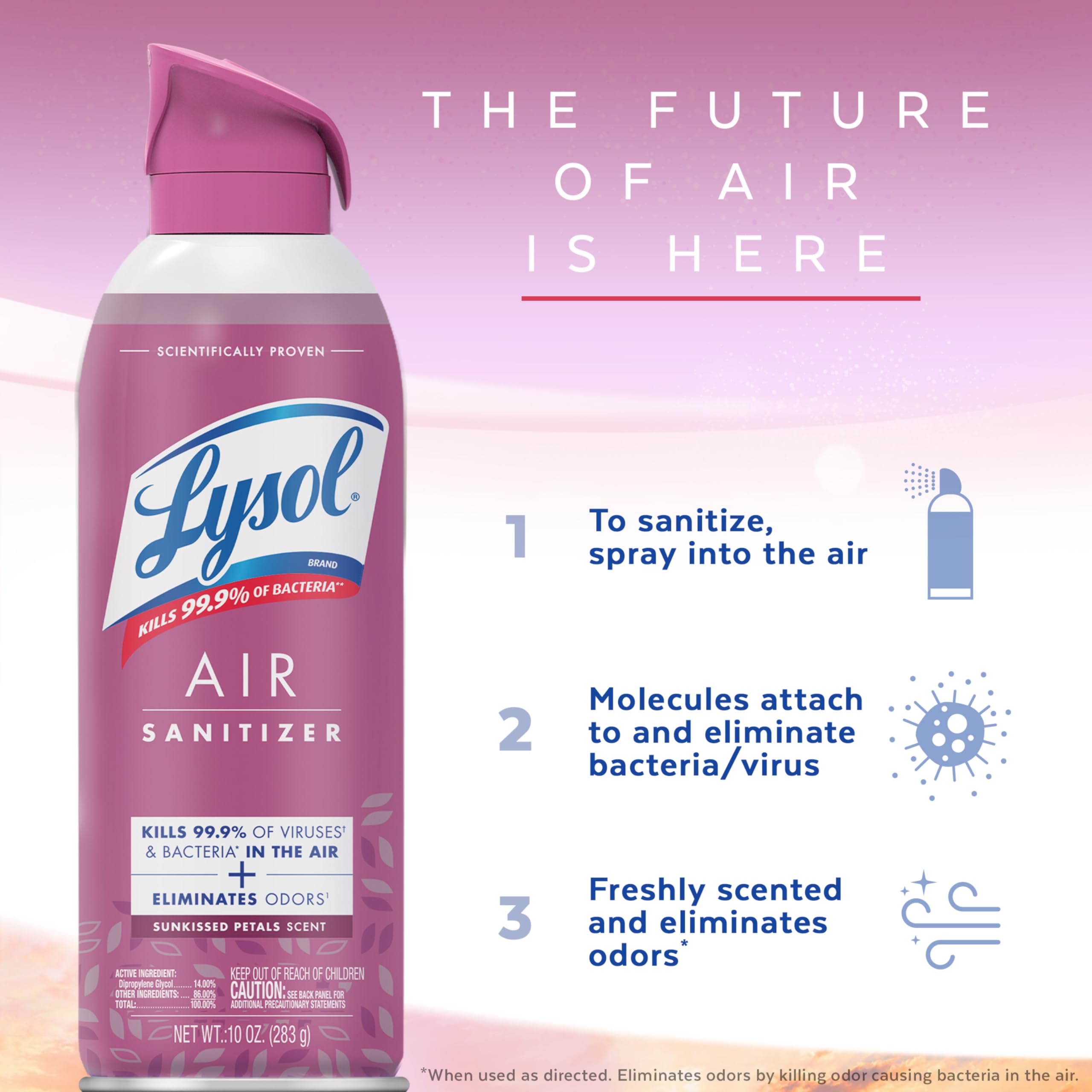 Foto 3 | Spray Desinfectante De Aire Lysol Sunkissed Petals Scent 300 Ml X3 - Venta Internacional.