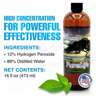 Foto 4 | Peróxido De Hidrógeno Purelife 12% Apto Para Uso Alimentario 480 Ml Con Gotero - Venta Internacional.