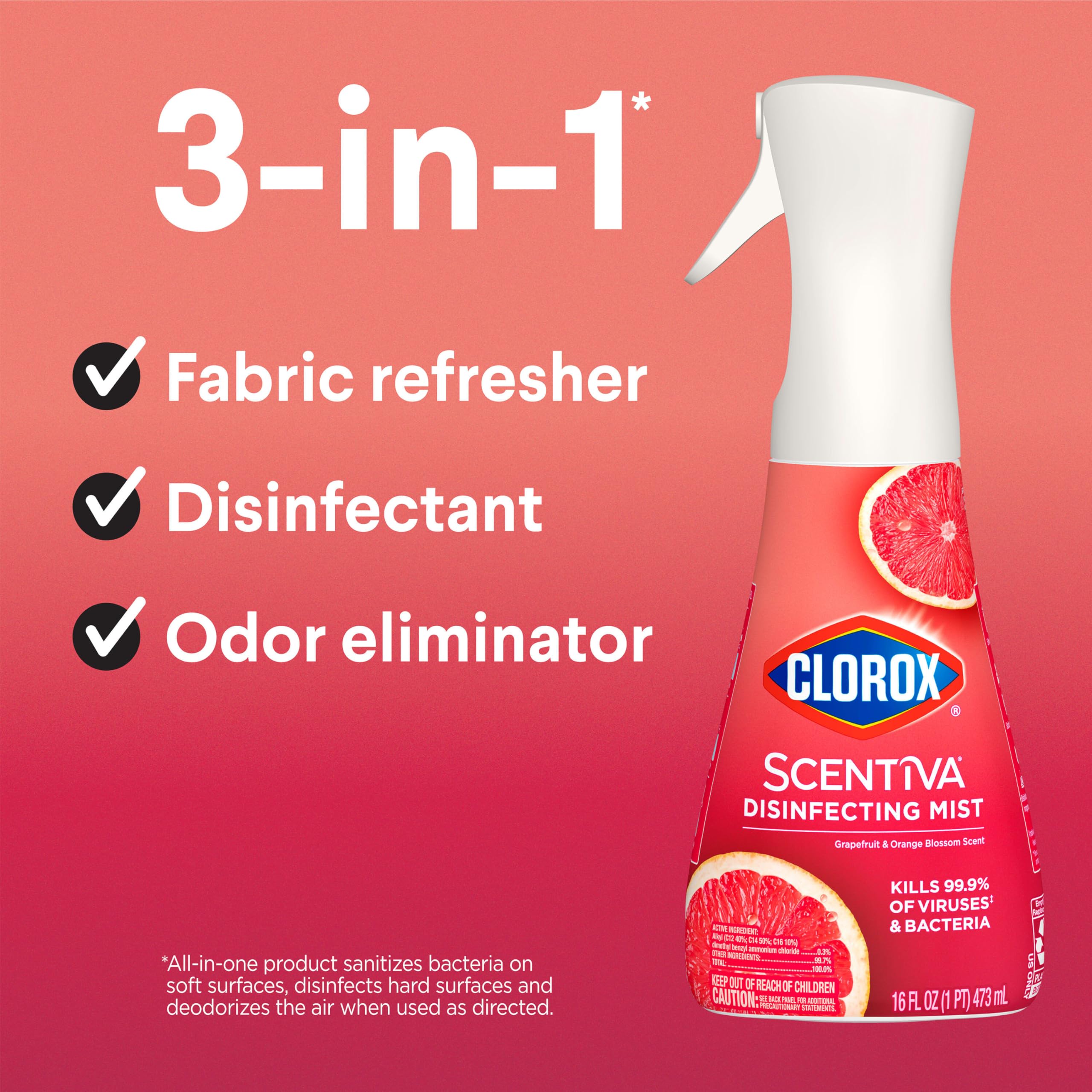 Foto 4 pulgar | Bruma Desinfectante Clorox Scentiva Grapefruit 473 Ml Con Recarga - Venta Internacional.