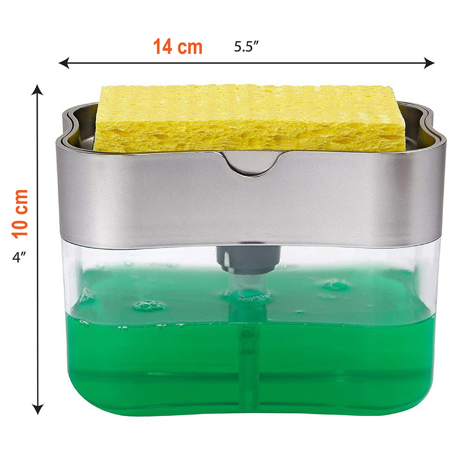 Foto 2 | Dispensador de Jabón para Cocina Chic Fantasy AQ-01 Transparente con Soporte de Esponja 2 en 1