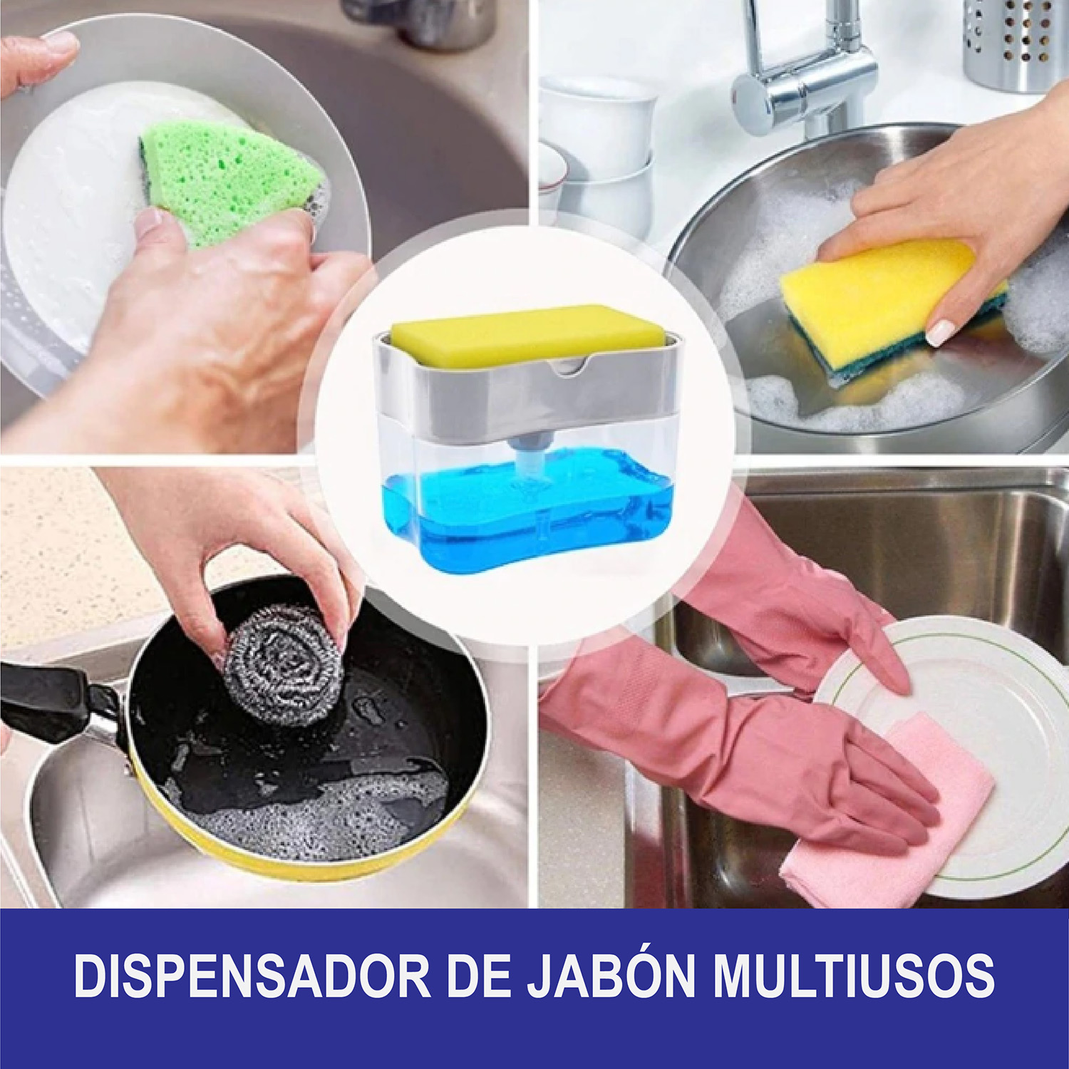 Foto 3 | Dispensador de Jabón para Cocina Chic Fantasy AQ-01 Transparente con Soporte de Esponja 2 en 1