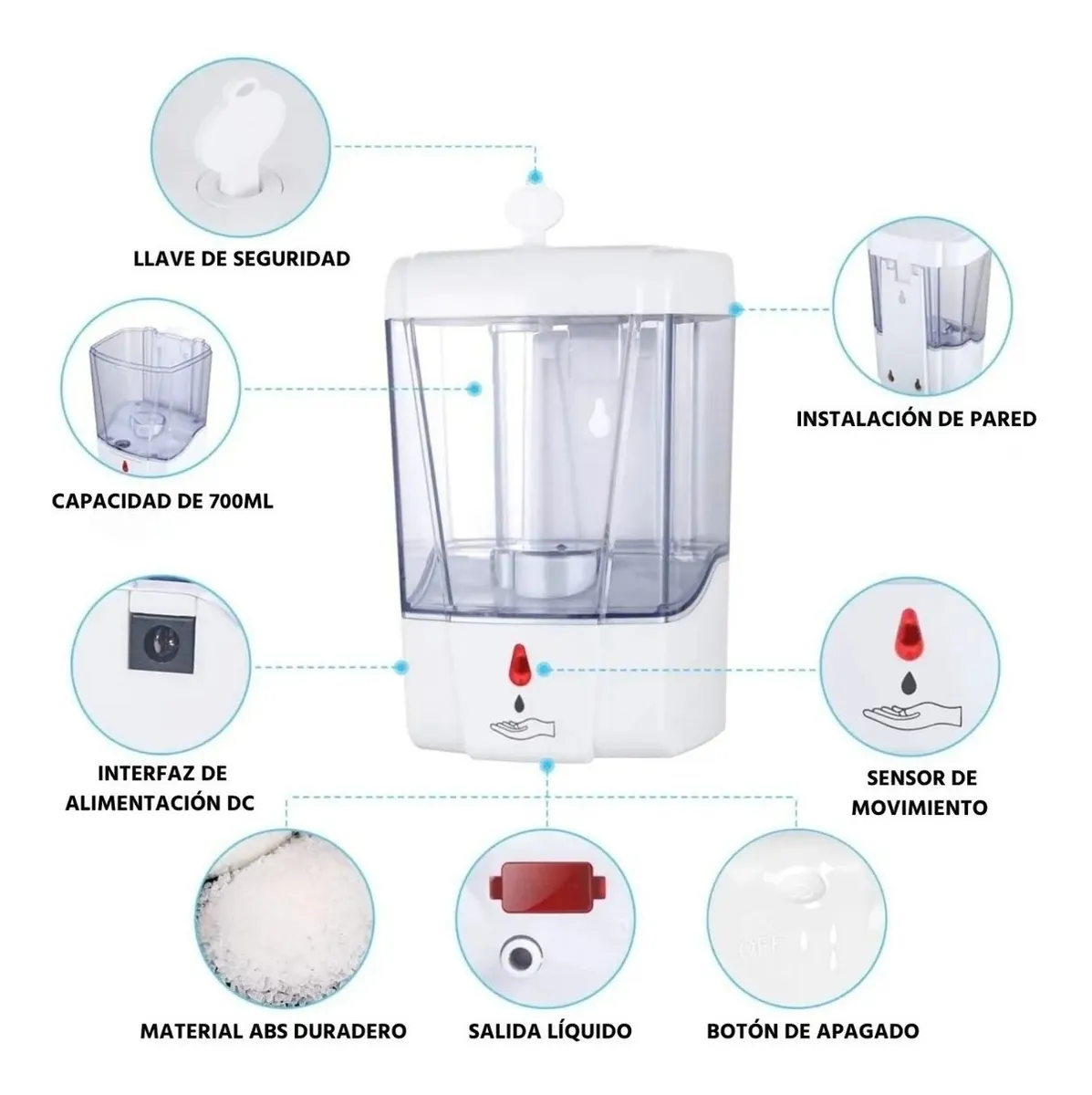 Foto 4 pulgar | Dispensador de Gel Antibacterial Malubero color Transparente Automático