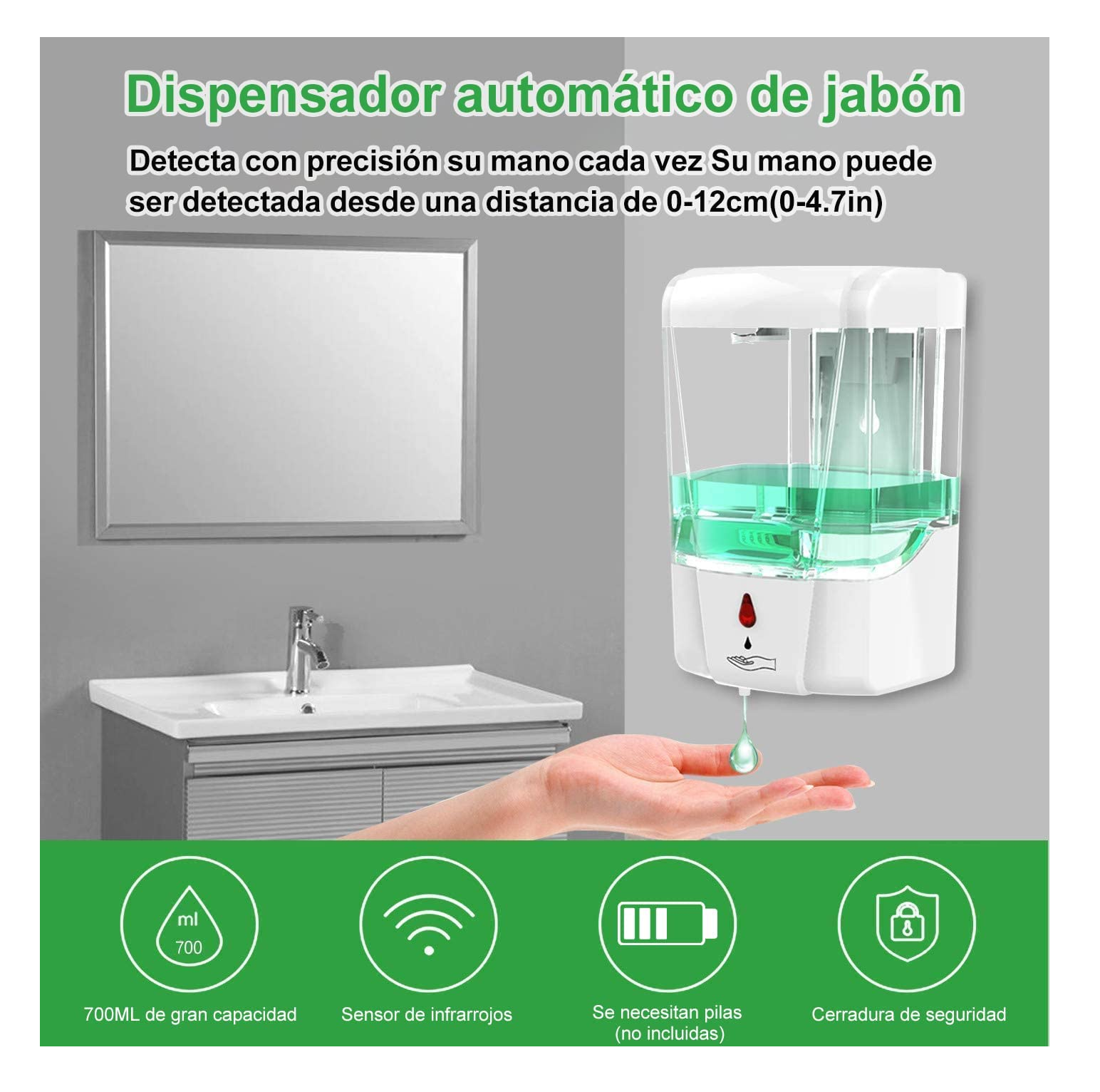 Foto 4 pulgar | Dispensador Automático de Jabón Belug color Blanco de 700 ML