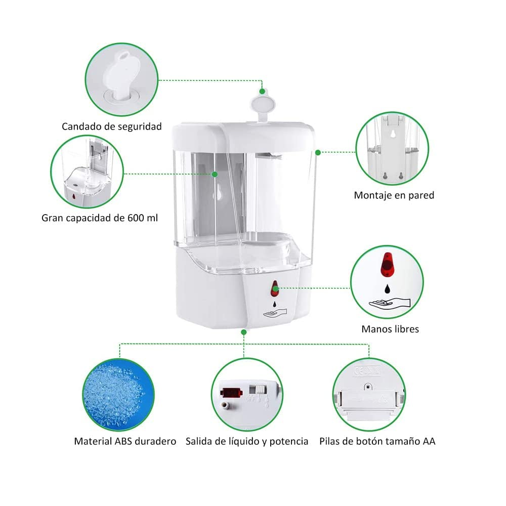 Foto 5 pulgar | Dispensador Automático de Jabón Belug color Blanco de 700 ML
