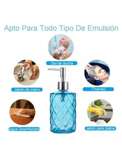 Foto 3 | Dosificador de Jabón Azul 330 ml de Vidrio