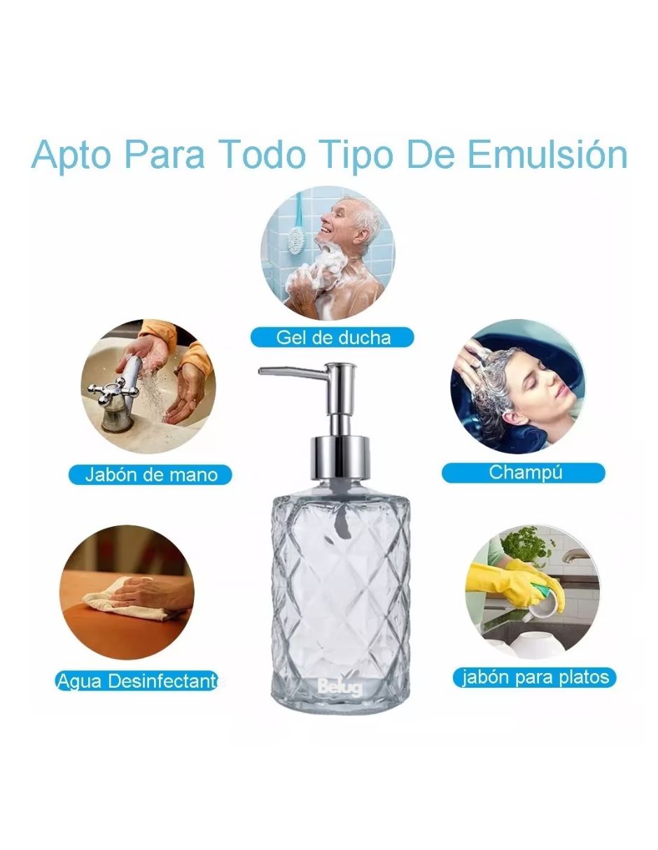 Foto 4 pulgar | Dispensador de Jabón Gris 330 ml de Vidrio