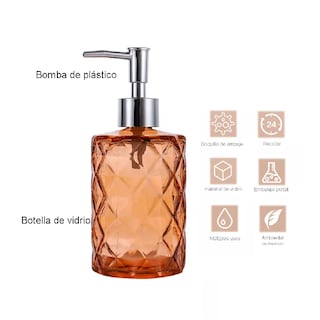 Foto 4 | Dispensador de Jabón Naranja 330 ml de Vidrio
