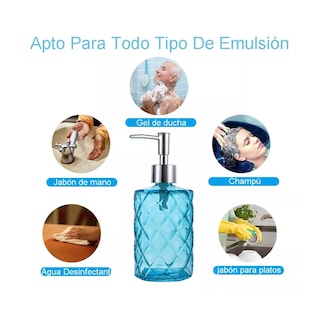 Foto 3 | Dispensador de Jabón de Vidrio Azul de 330 ml con Bomba de Alta Calidad