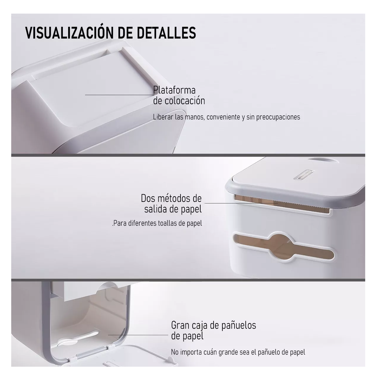 Foto 5 pulgar | Dispensador de Papel Higienico con Soporte Cajon