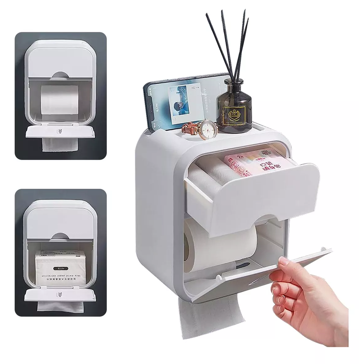 Foto 6 pulgar | Dispensador de Papel Higienico con Soporte Cajon