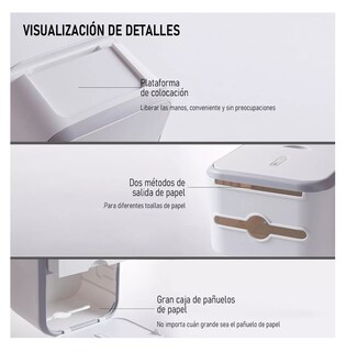 Foto 4 | Despachador Dispensador De Papel Higiénico Con Soporte Cajón, Belug Blanco Y Gris