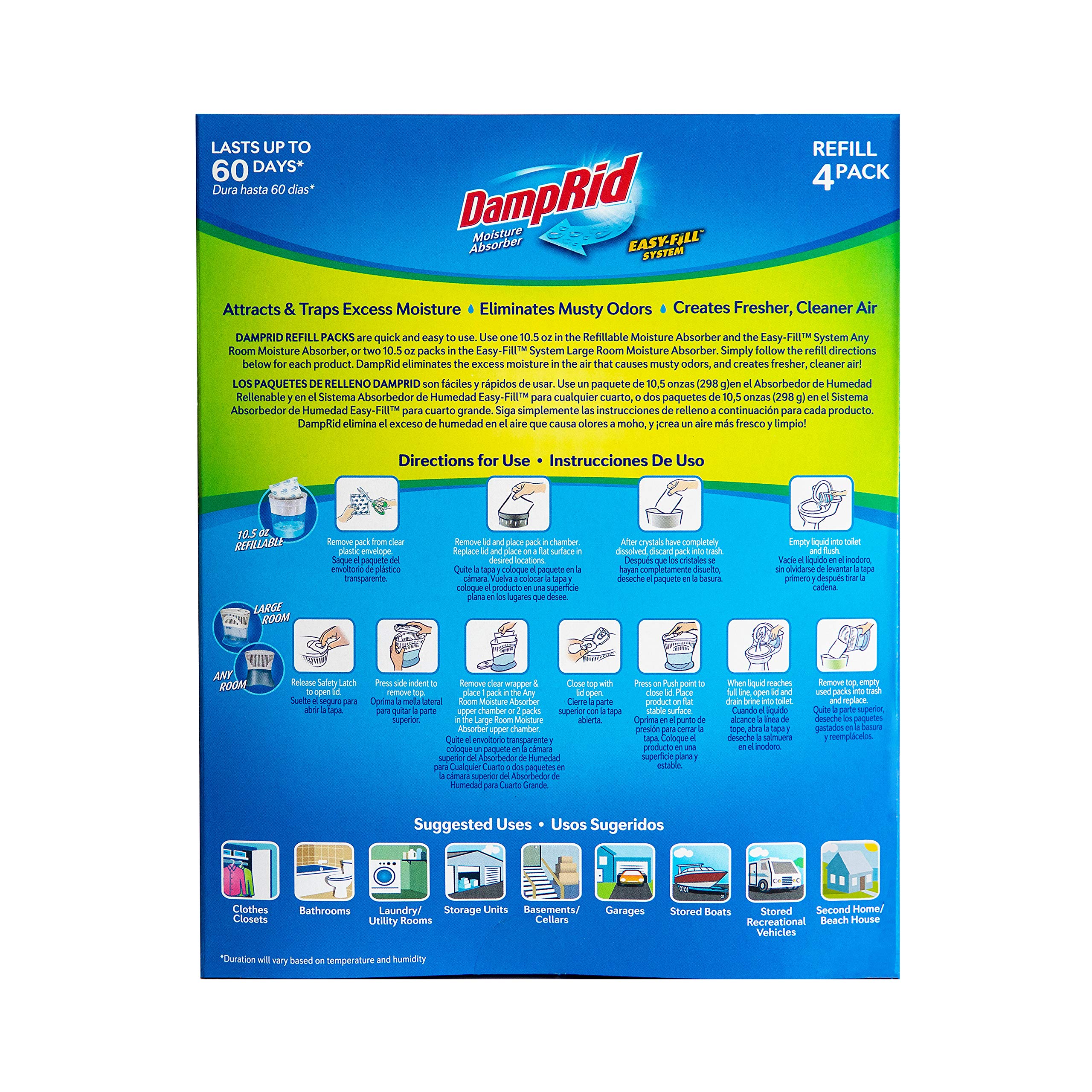 Foto 4 pulgar | Absorbedor De Humedad Damprid Easy Fill, Paquetes De Recarga De 300 Ml, 4 Unidades - Venta Internacional.