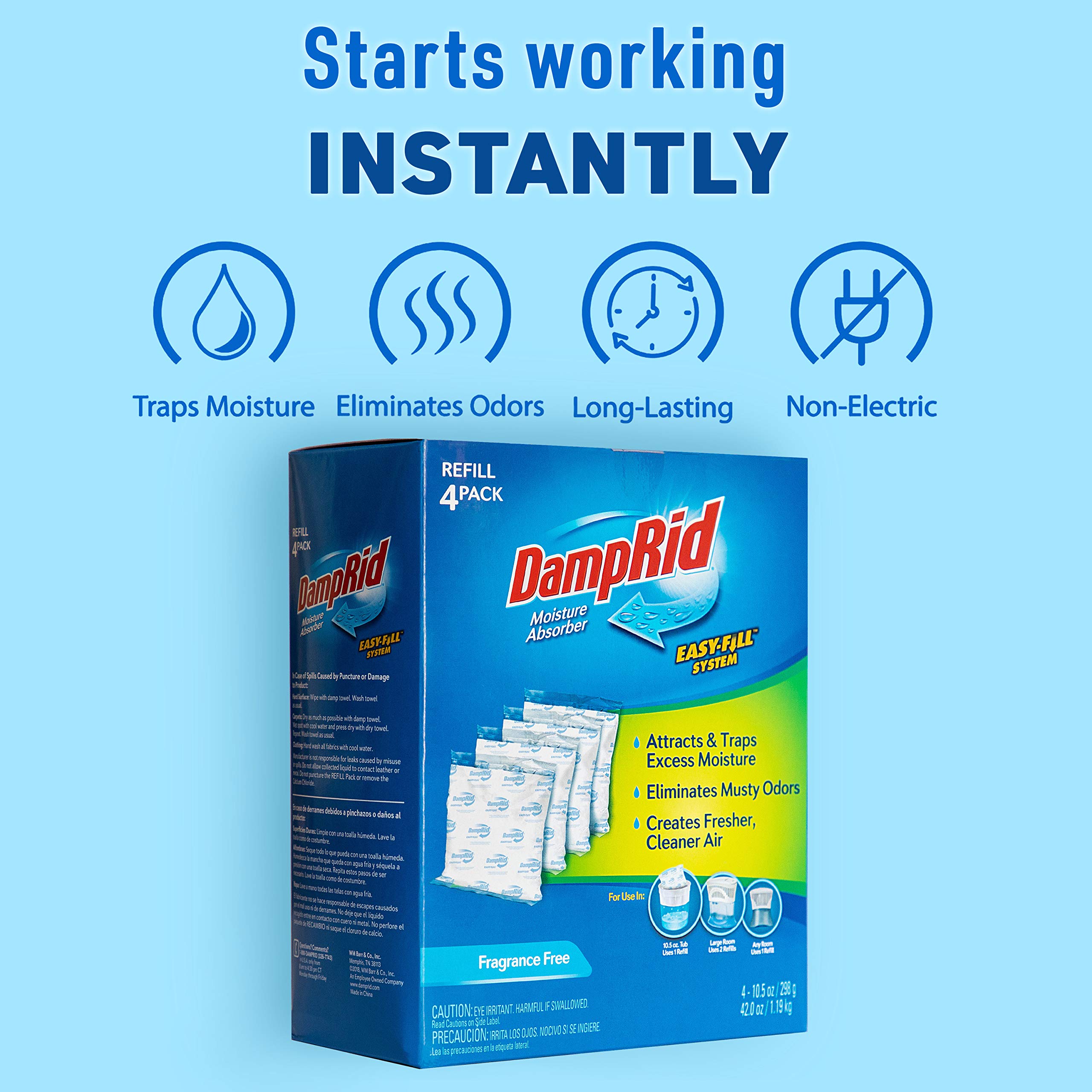 Foto 7 pulgar | Absorbedor De Humedad Damprid Easy Fill, Paquetes De Recarga De 300 Ml, 4 Unidades - Venta Internacional.