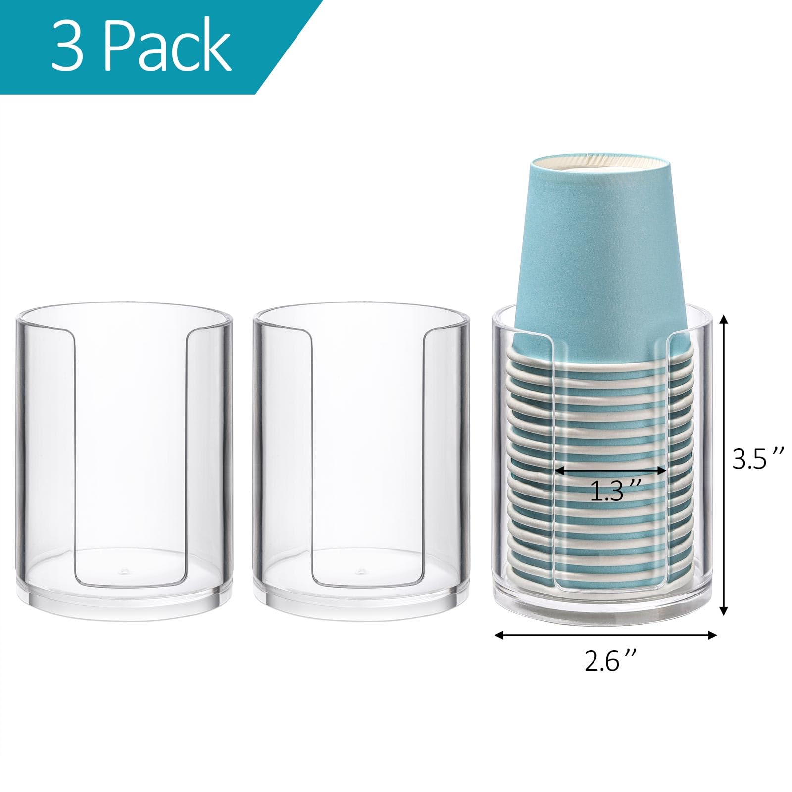 Foto 3 pulgar | Dispensador De Vasos De Baño Tbestmax De 90 Ml Para Almacenamiento En Encimera, 3 Unidades - Venta Internacional.