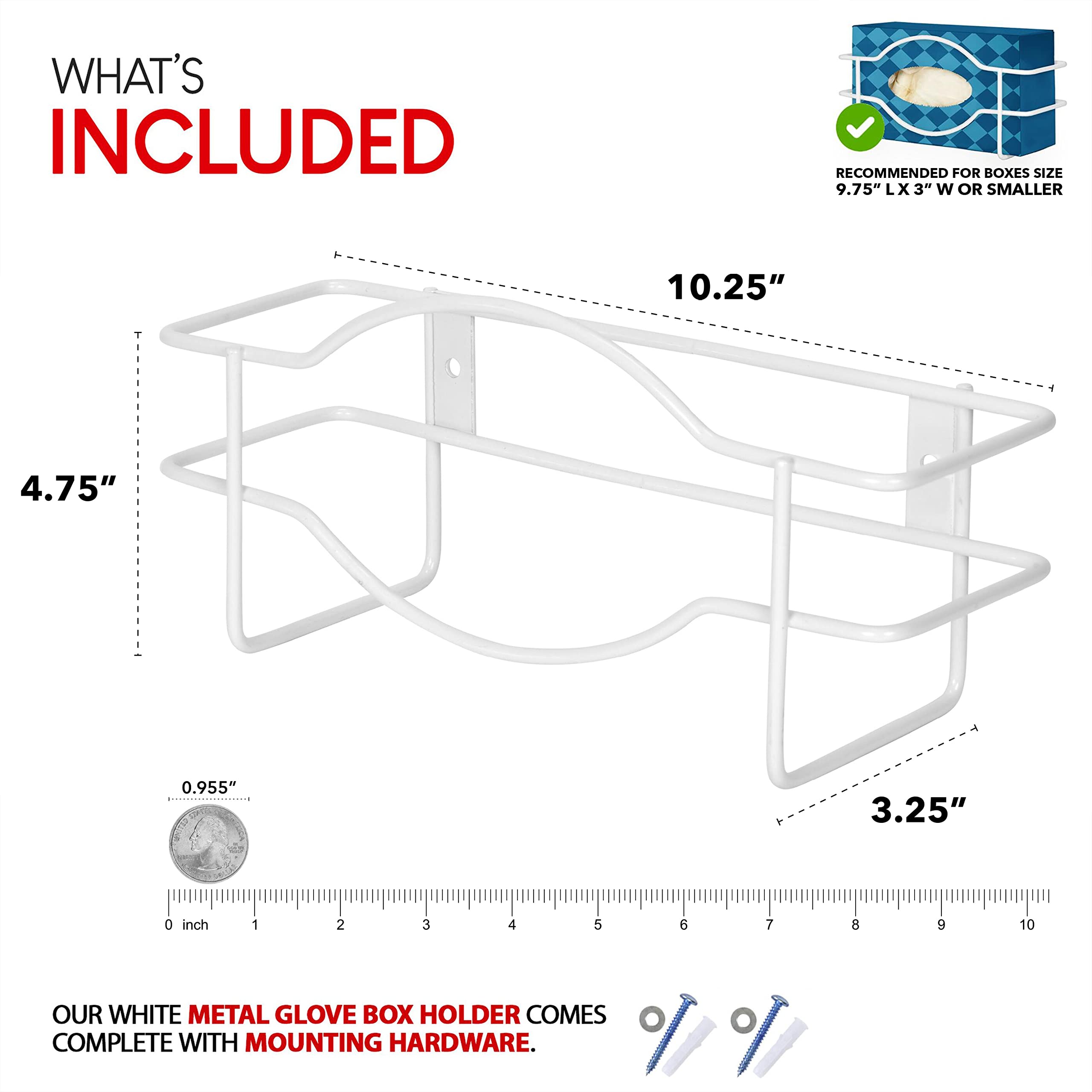 Foto 4 pulgar | Dispensador De Guantes Stock Your Home, Soporte De Pared Individual De Metal Blanco - Venta Internacional.