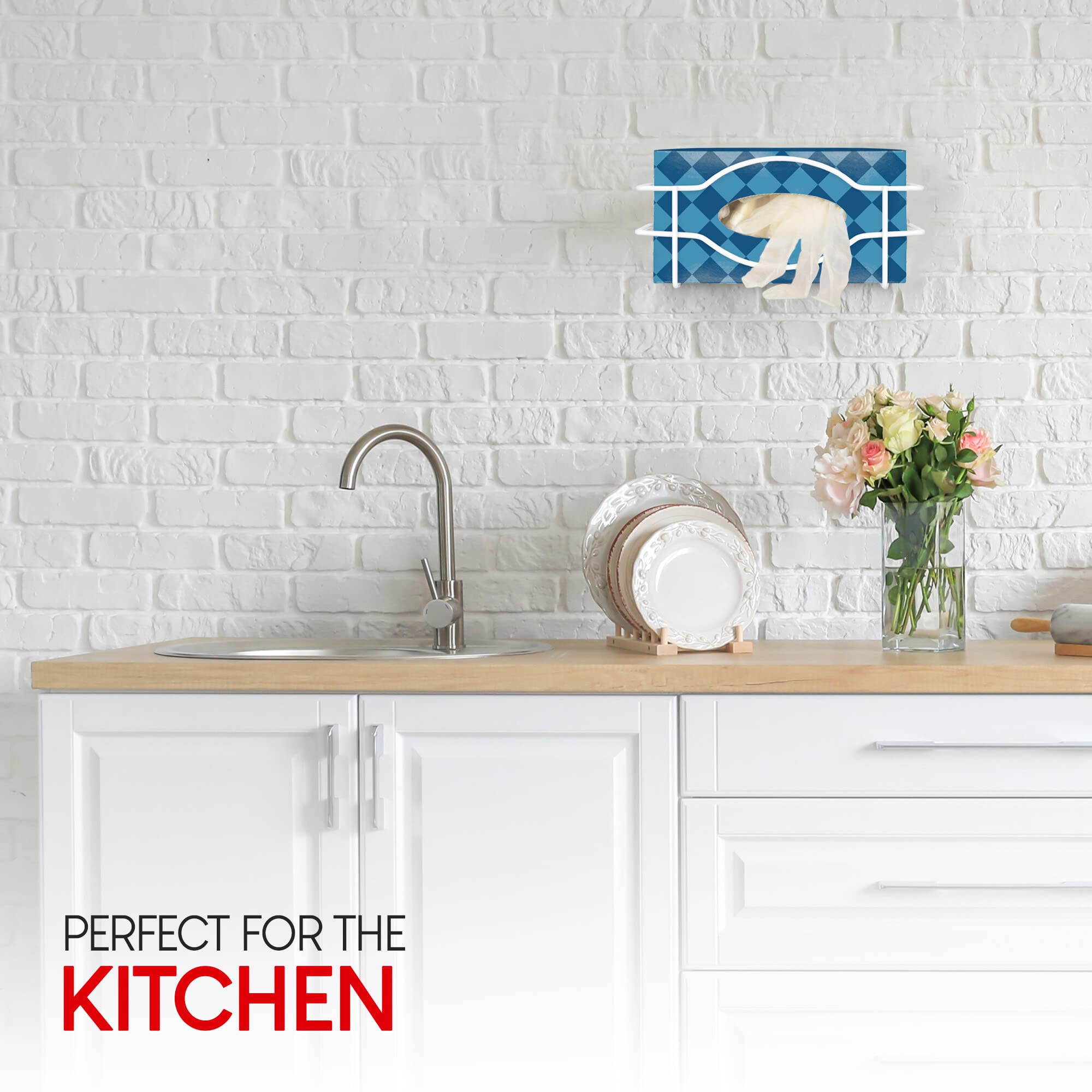 Foto 7 pulgar | Dispensador De Guantes Stock Your Home, Soporte De Pared Individual De Metal Blanco - Venta Internacional.