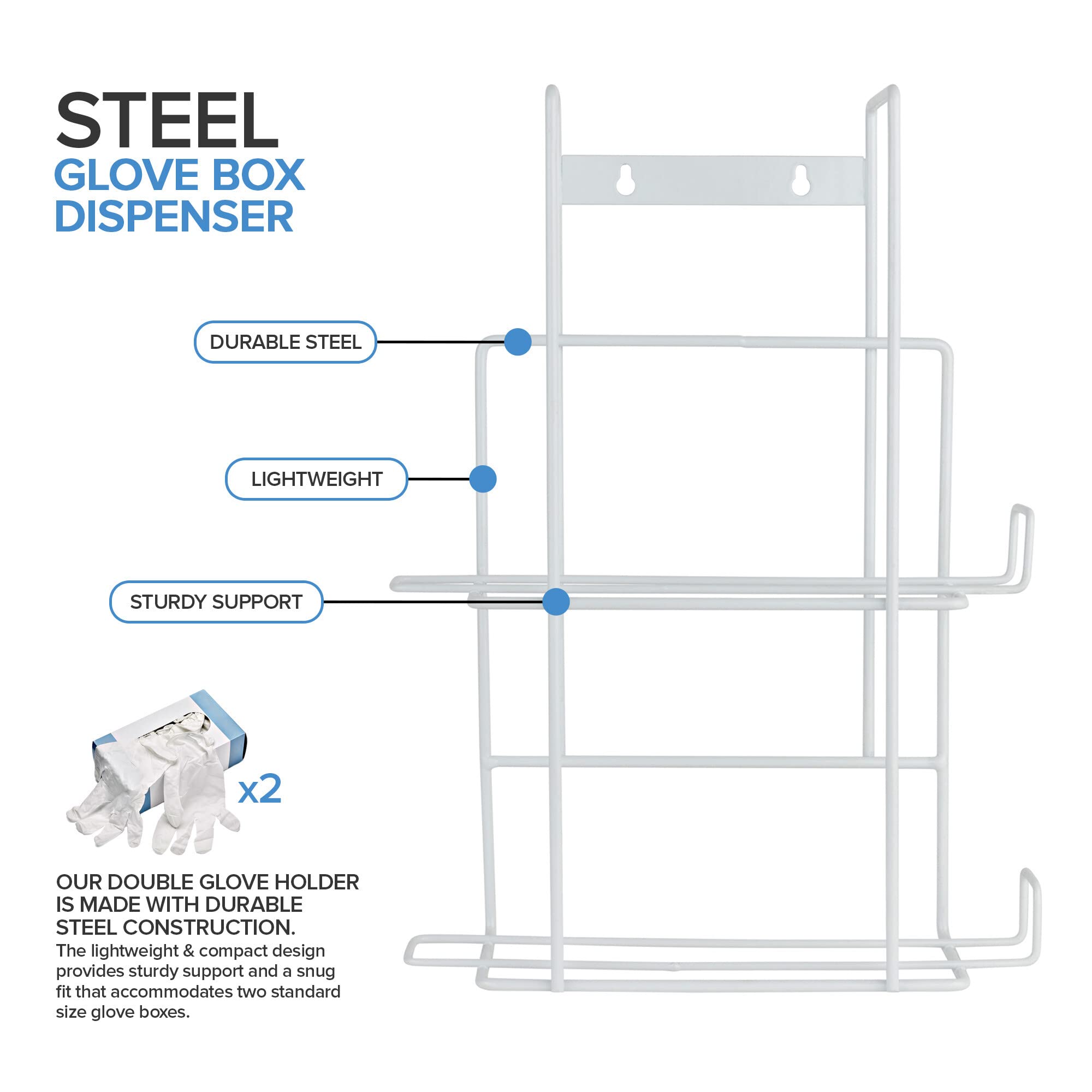 Foto 3 pulgar | Dispensador De Guantes Stock Your Home  Soporte De Pared Doble De Metal Blanco - Venta Internacional.