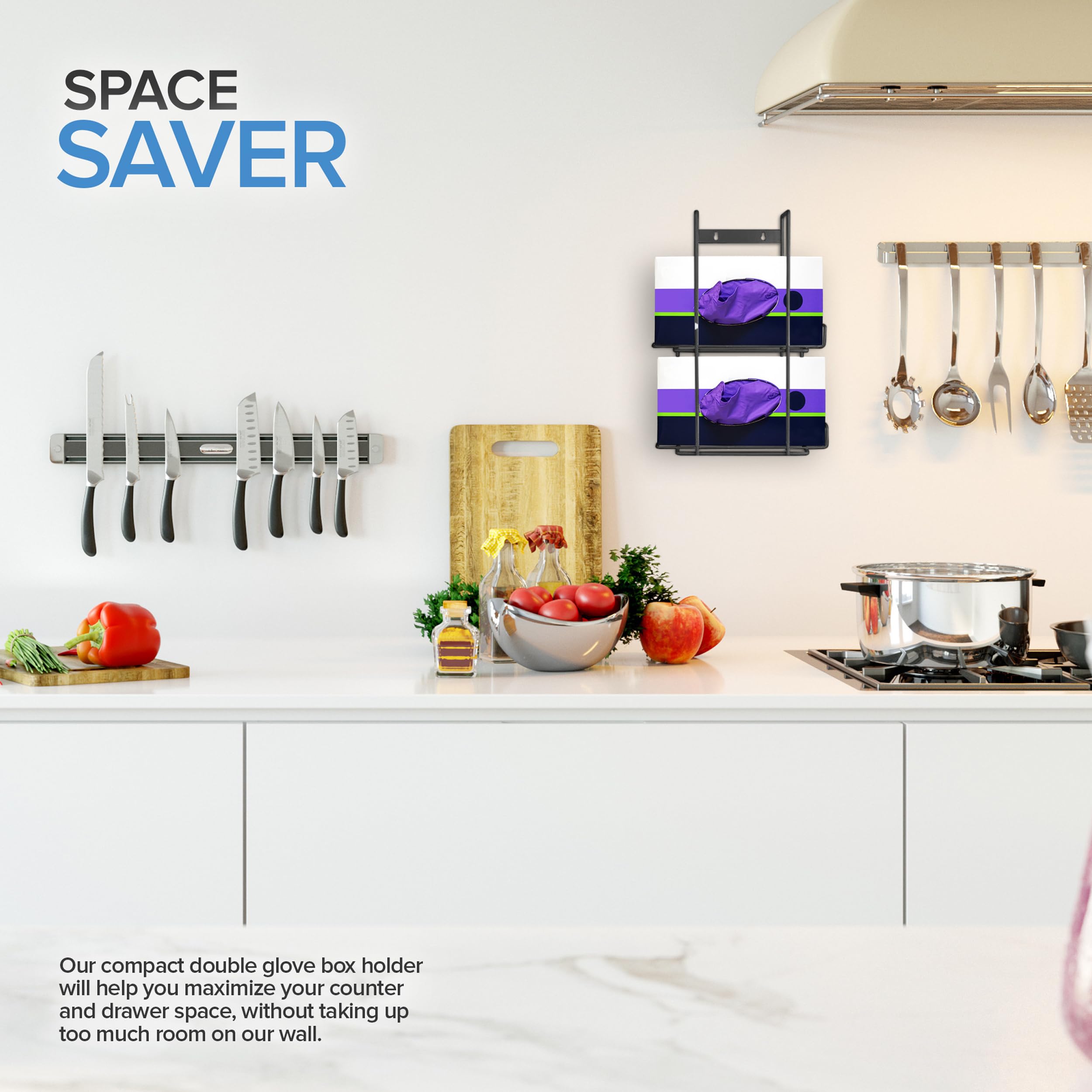 Foto 5 | Dispensador De Guantes Stock Your Home  Soporte De Pared Doble De Metal Negro - Venta Internacional.