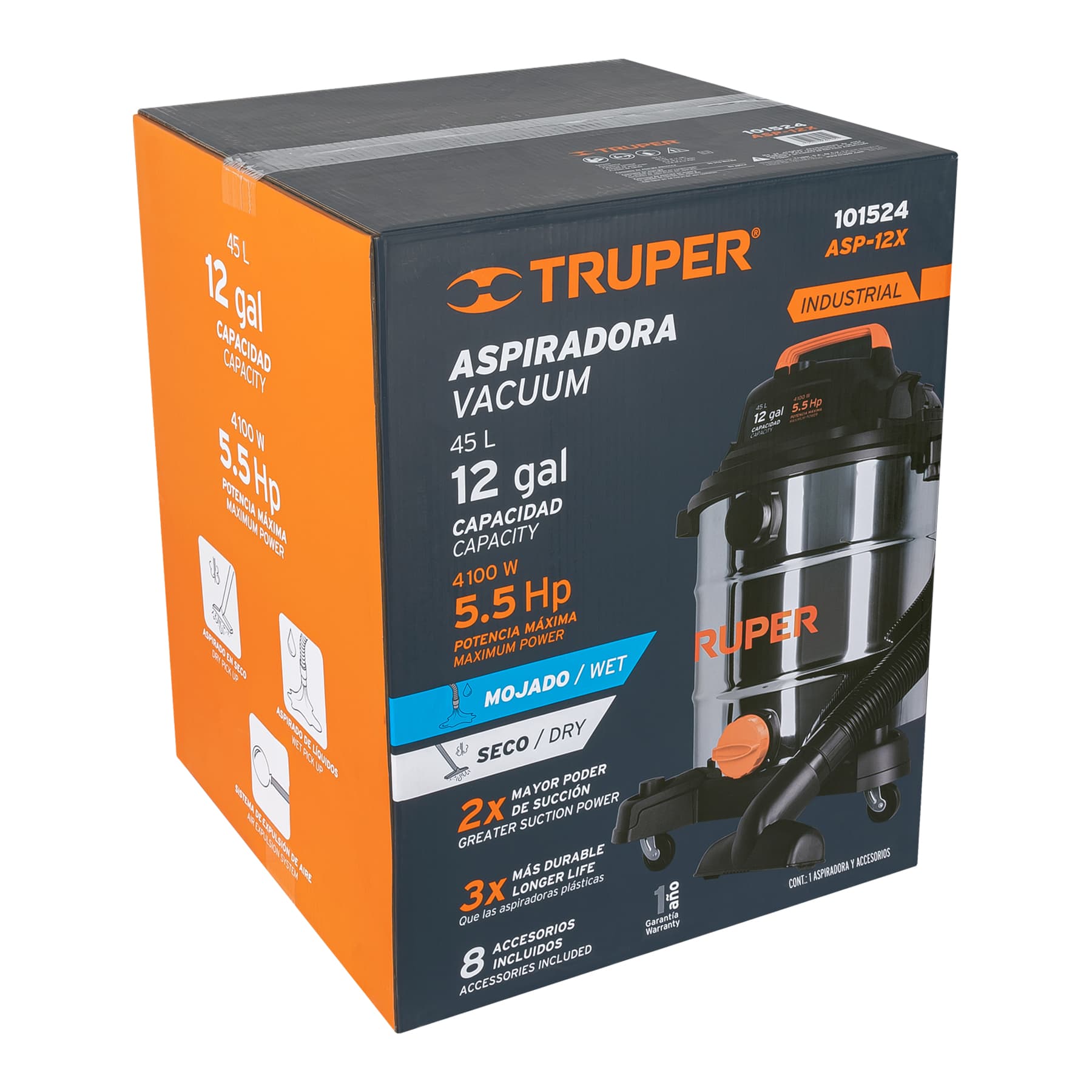 Foto 2 | Aspiradora Industrial Truper ASP-12X color Plata 45l