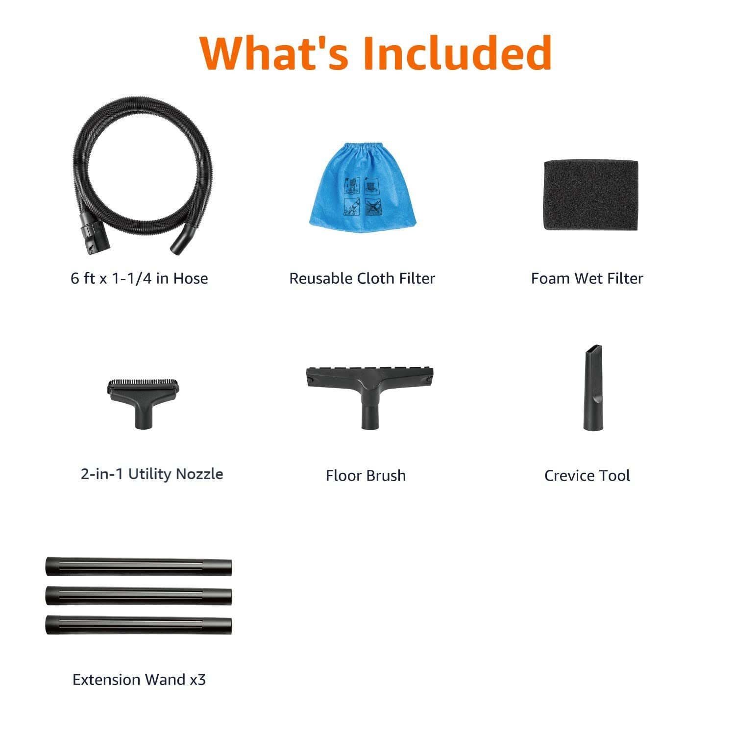 Foto 4 | Aspirador Húmedo Y Seco Amazon Basics 15 L 3 HP Acero Inoxidable - Venta Internacional