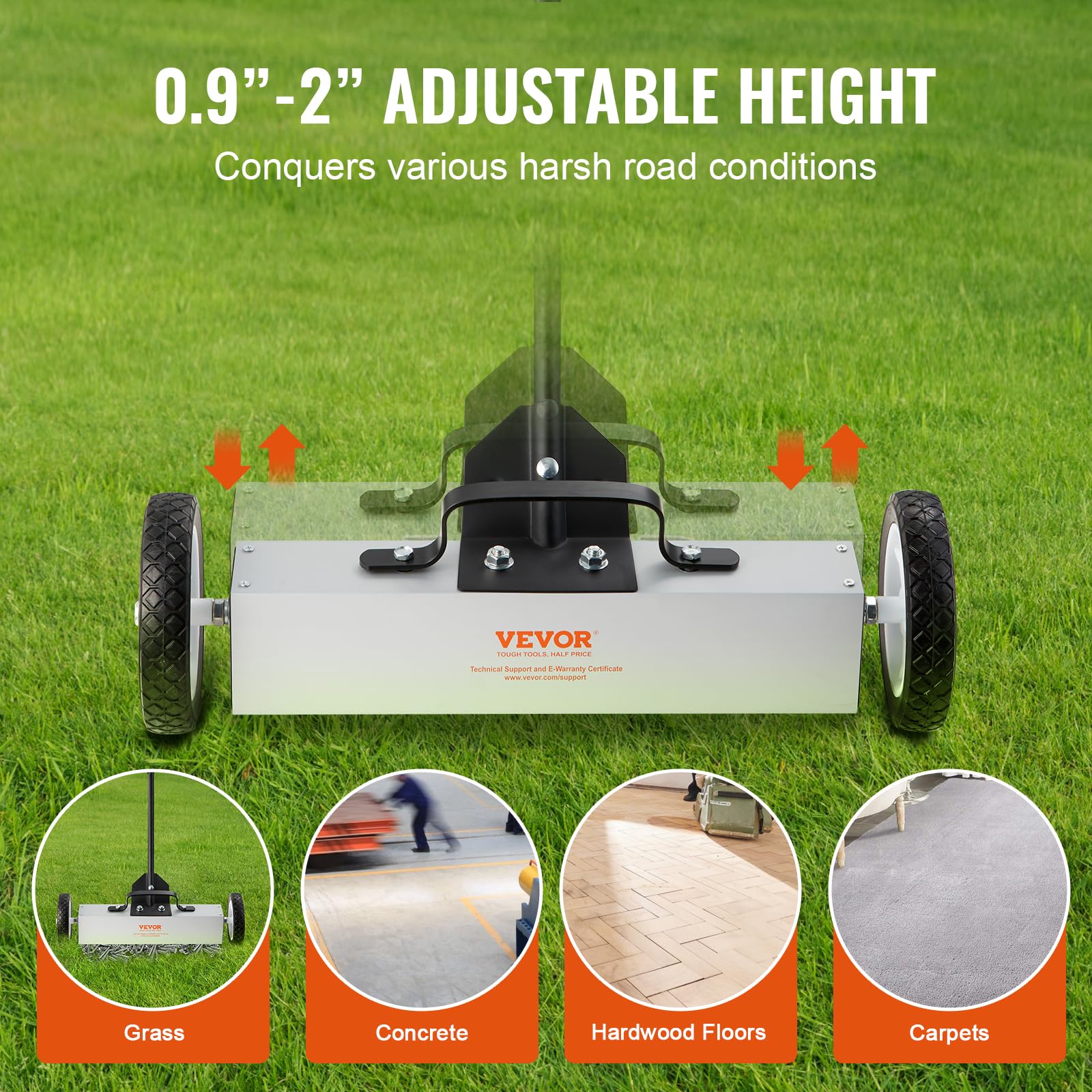 Foto 4 | Barredora Magnética Rodante Vevor, 20 Kg, 45 Libras, Con Ruedas De 45 Cm - Venta Internacional.